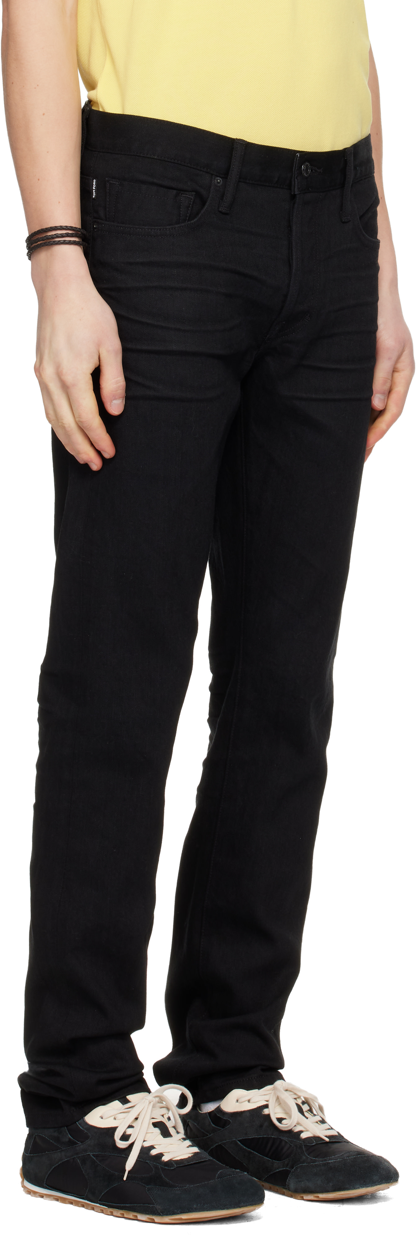 TOM FORD: Black Stretch Selvedge Straight Fit Jeans | SSENSE