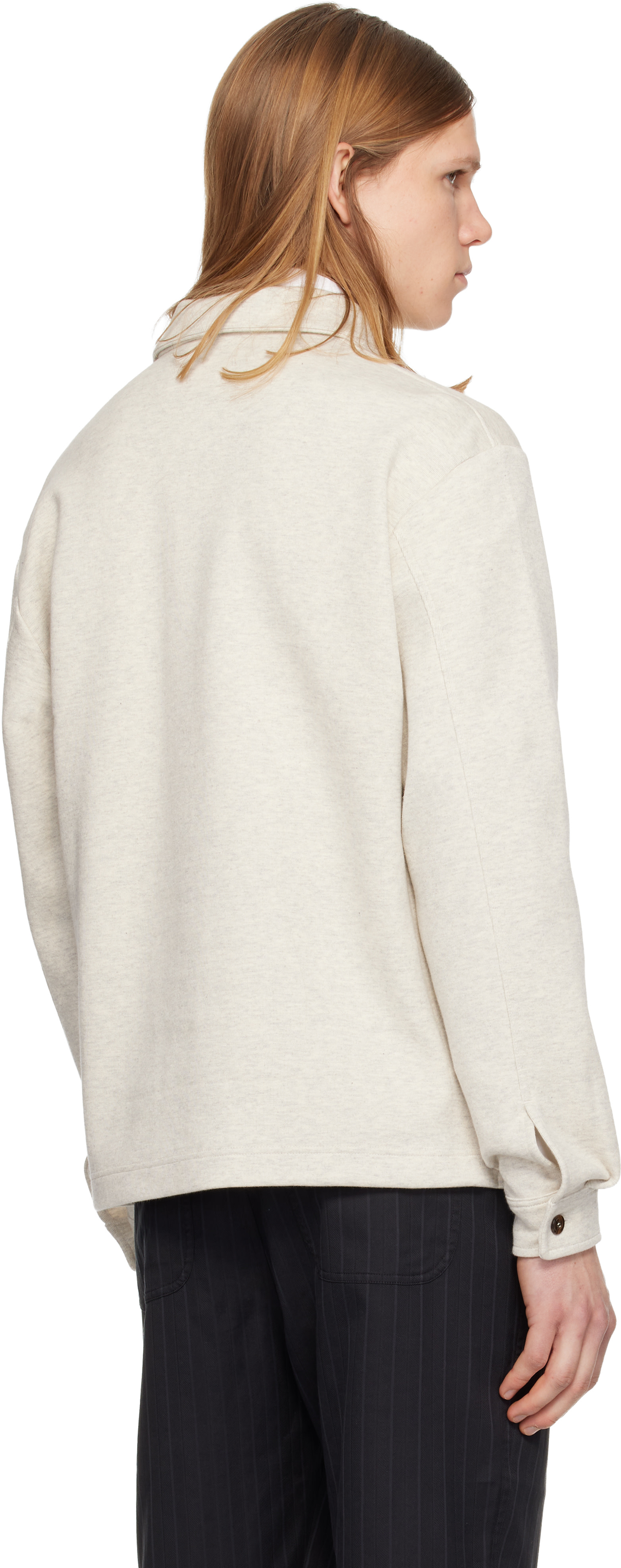 TOM FORD - Beige Cotton Silk Cashmere Half Button Sweatshirt
