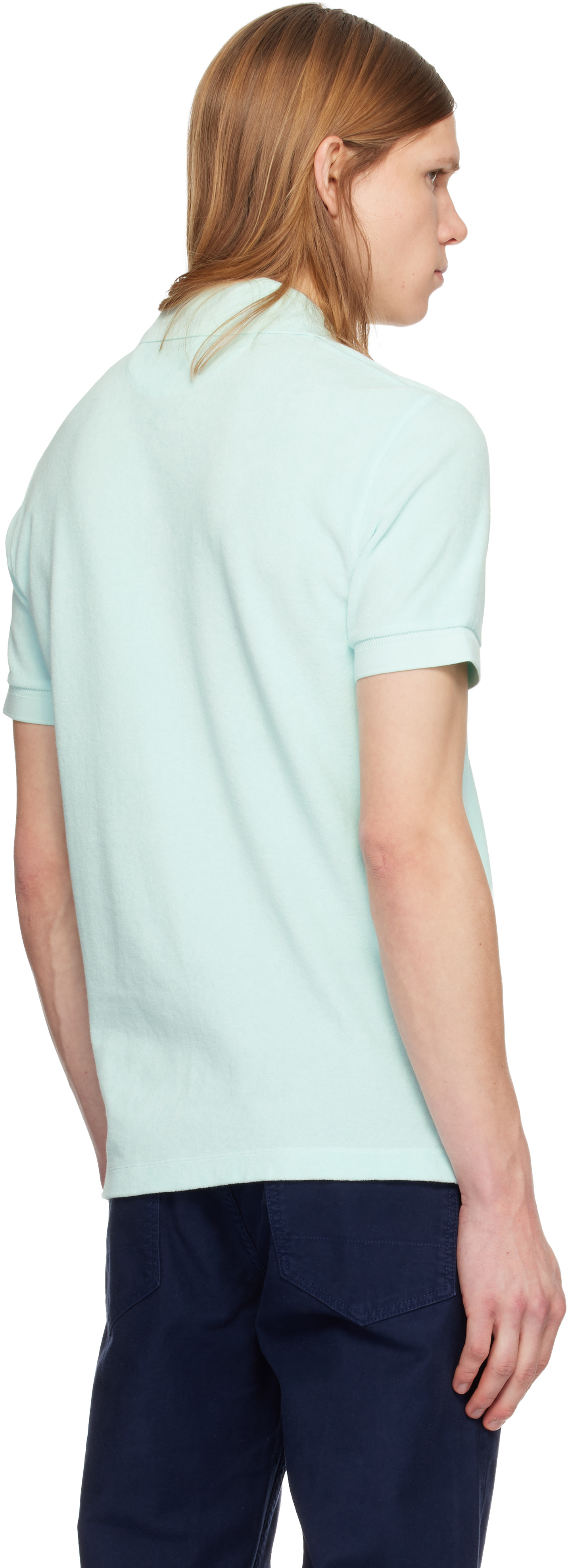 TOM FORD - Blue Towelling Short Sleeve Polo