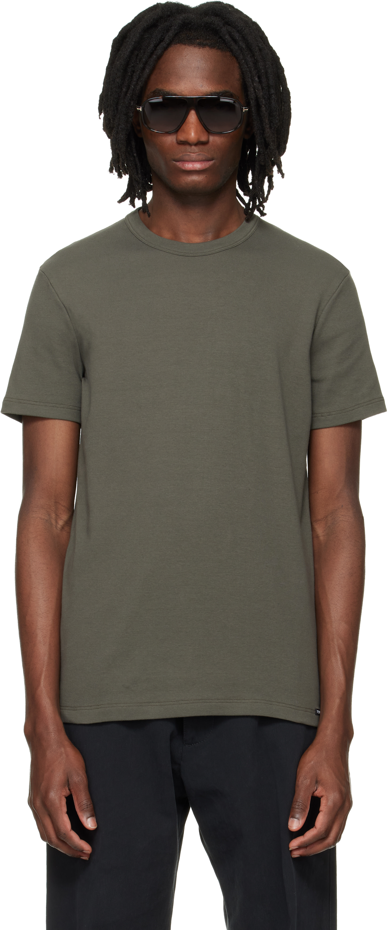 TOM FORD - Khaki Cotton Crewneck T-shirt