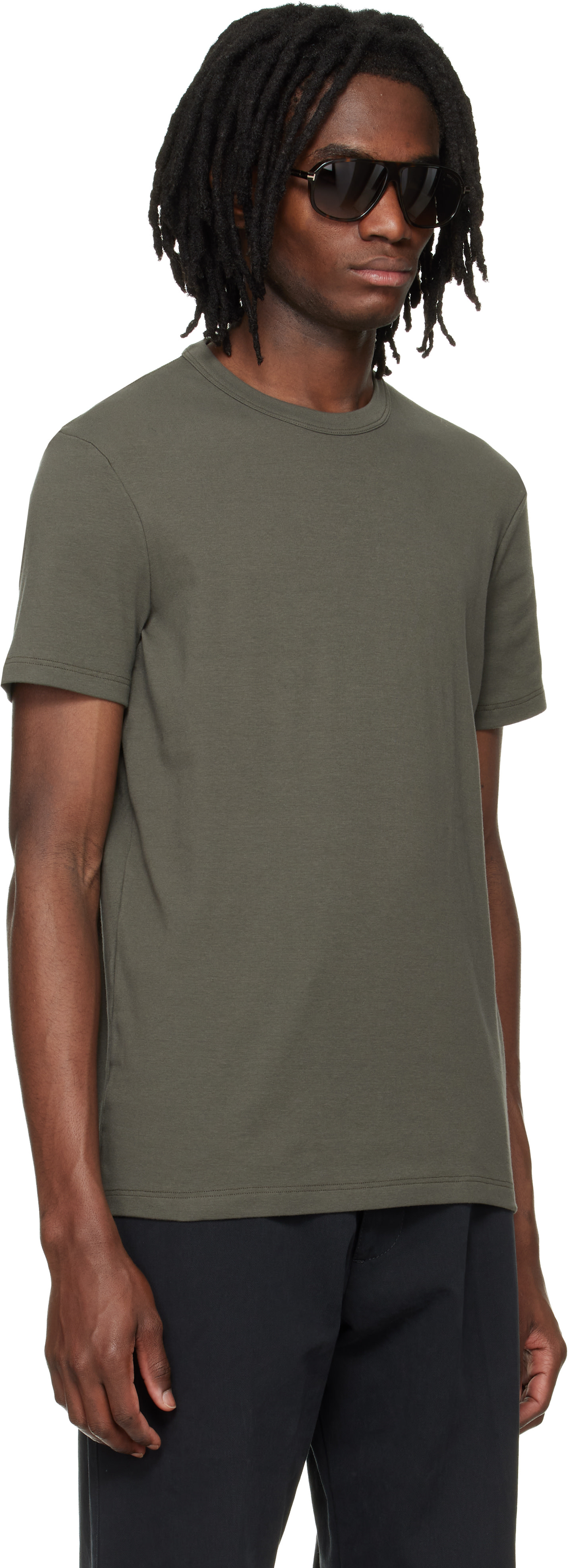 TOM FORD - Khaki Cotton Crewneck T-shirt