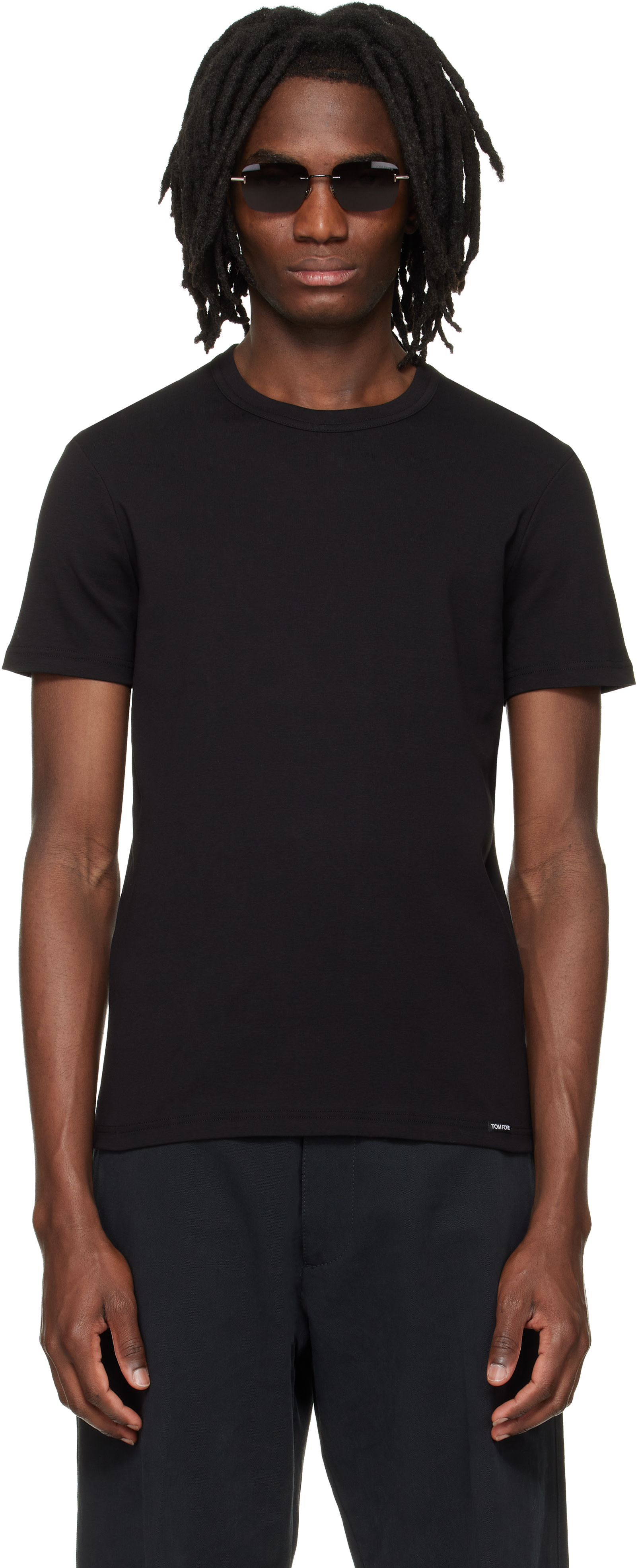 TOM FORD - Black Cotton Crewneck T-shirt