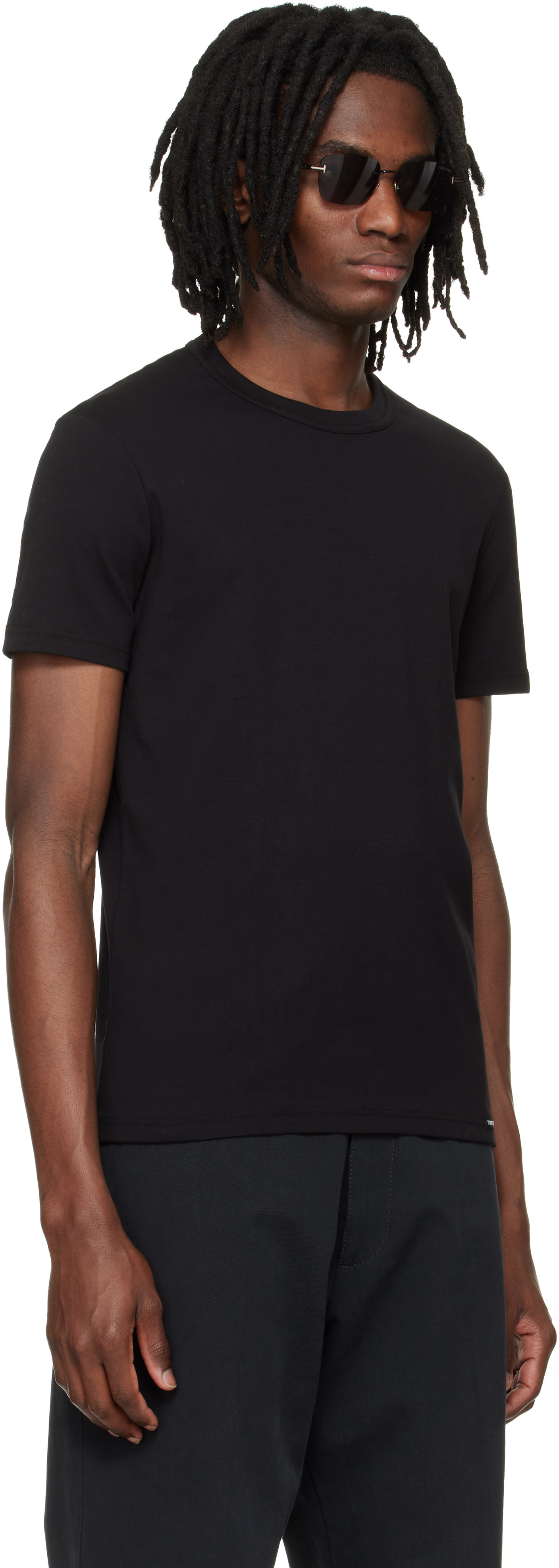 TOM FORD - Black Cotton Crewneck T-shirt