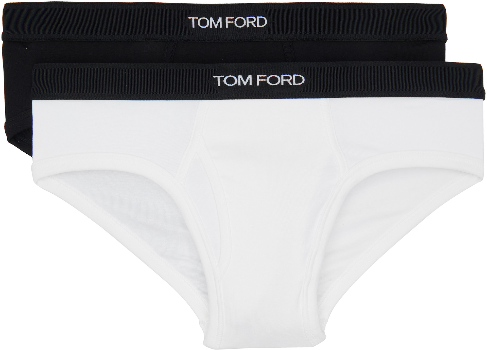 TOM FORD - Two-Pack Black & White Cotton Briefs