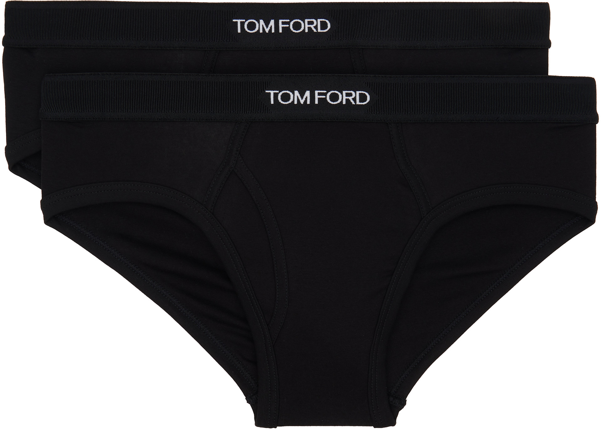 TOM FORD - Ensemble de deux slips noirs en coton