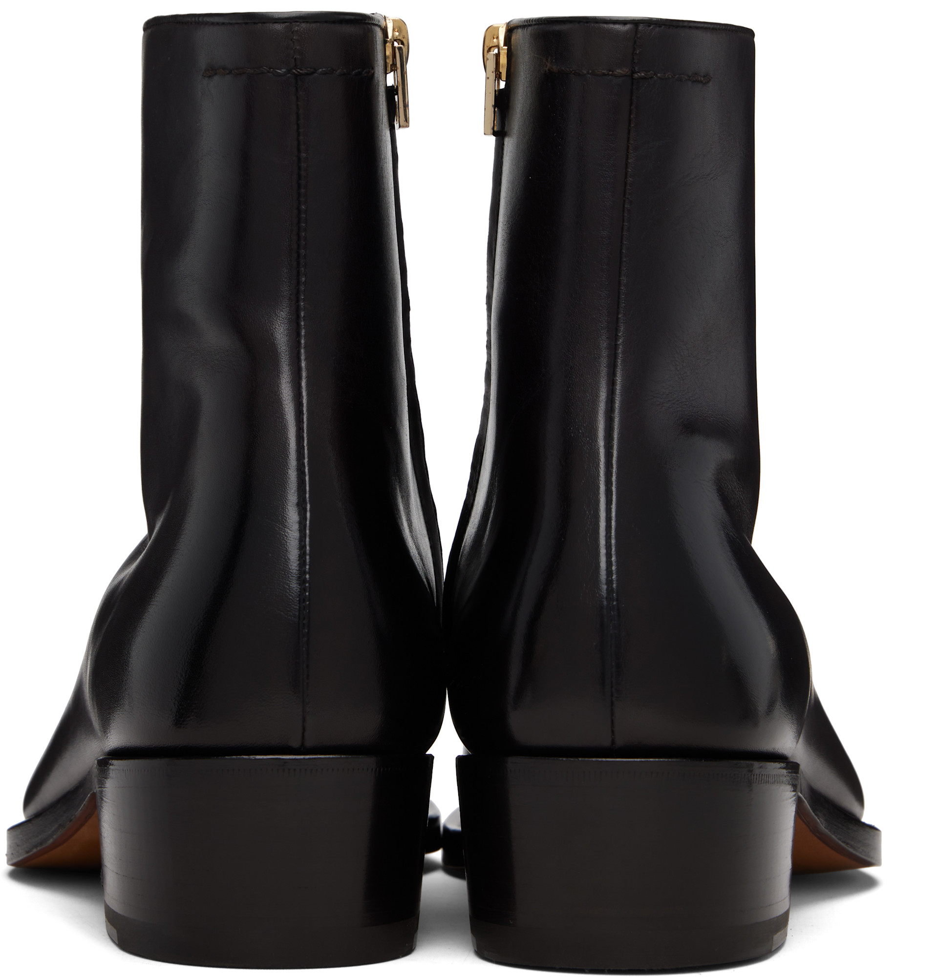 TOM FORD: Black Burnished Leather Vincent Boots | SSENSE