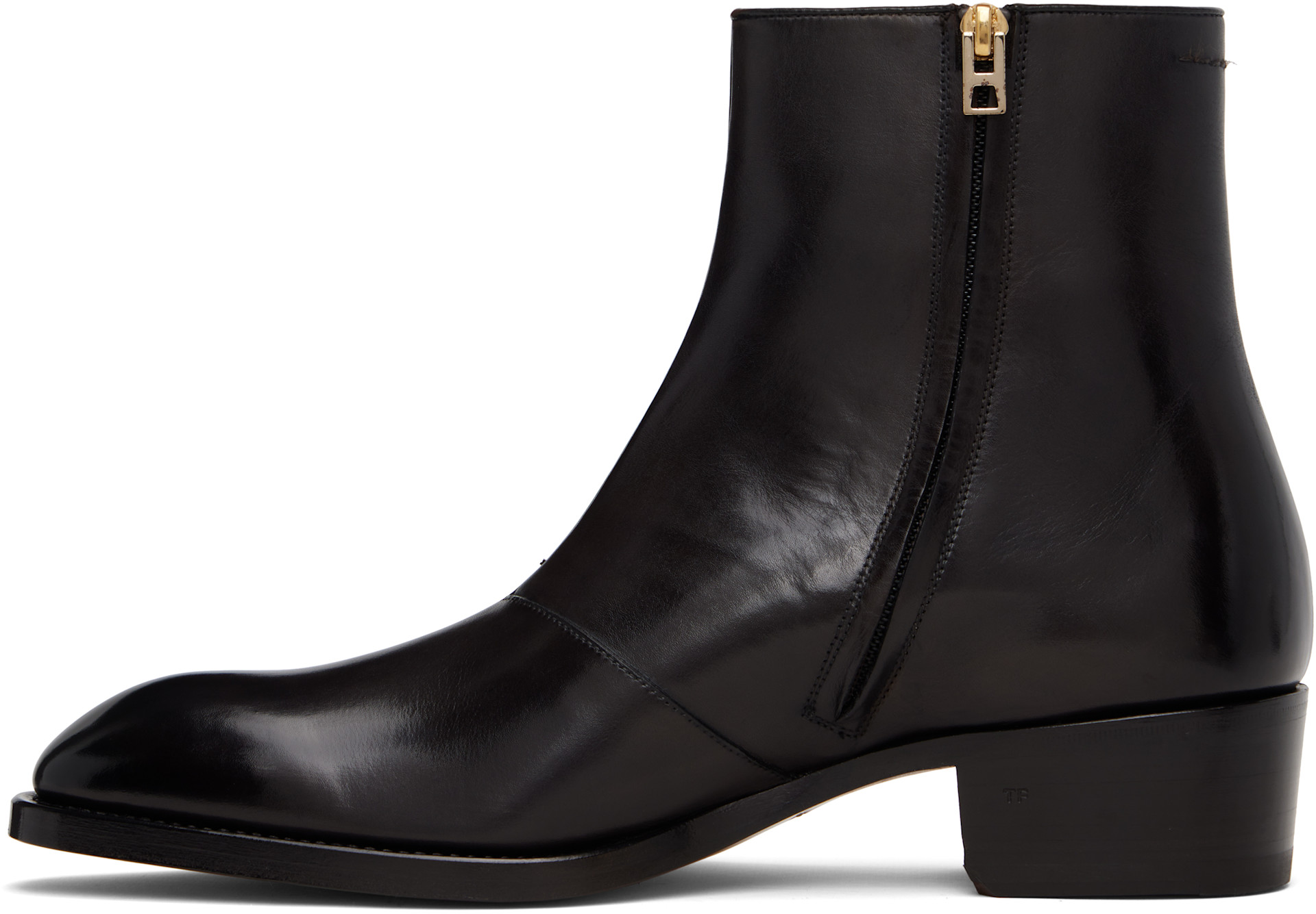 TOM FORD: ブラック Vincent バーニッシュ レザー ブーツ | SSENSE 日本