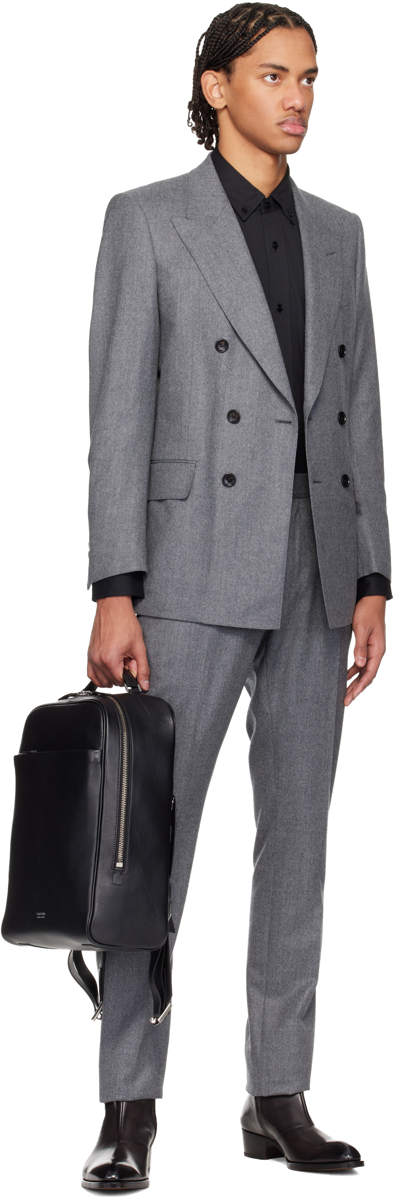 TOM FORD: Black Burnished Leather Vincent Boots | SSENSE