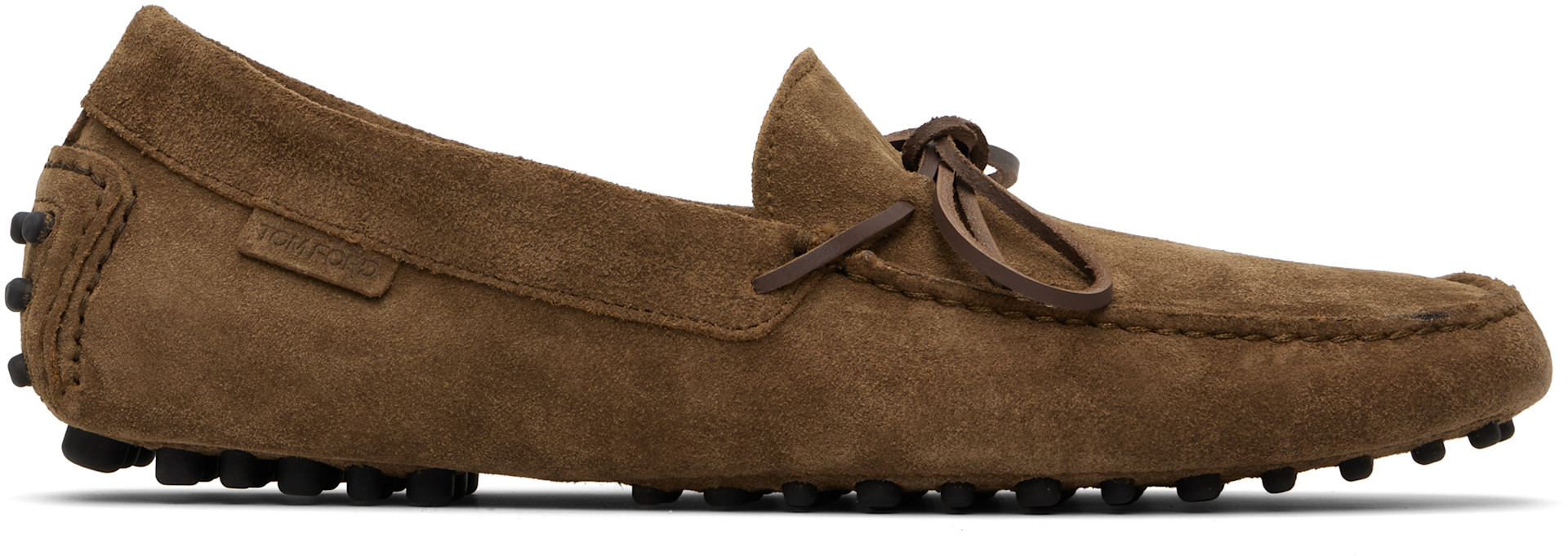 TOM FORD - Taupe Rod Suede Loafers
