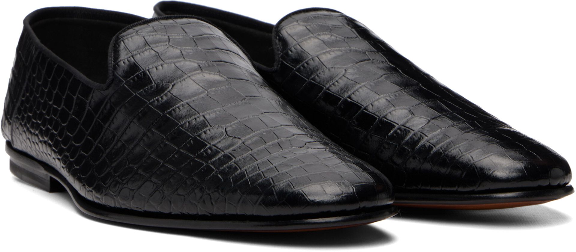 TOM FORD: ブラック Printed Alligator Steven ローファー | SSENSE 日本
