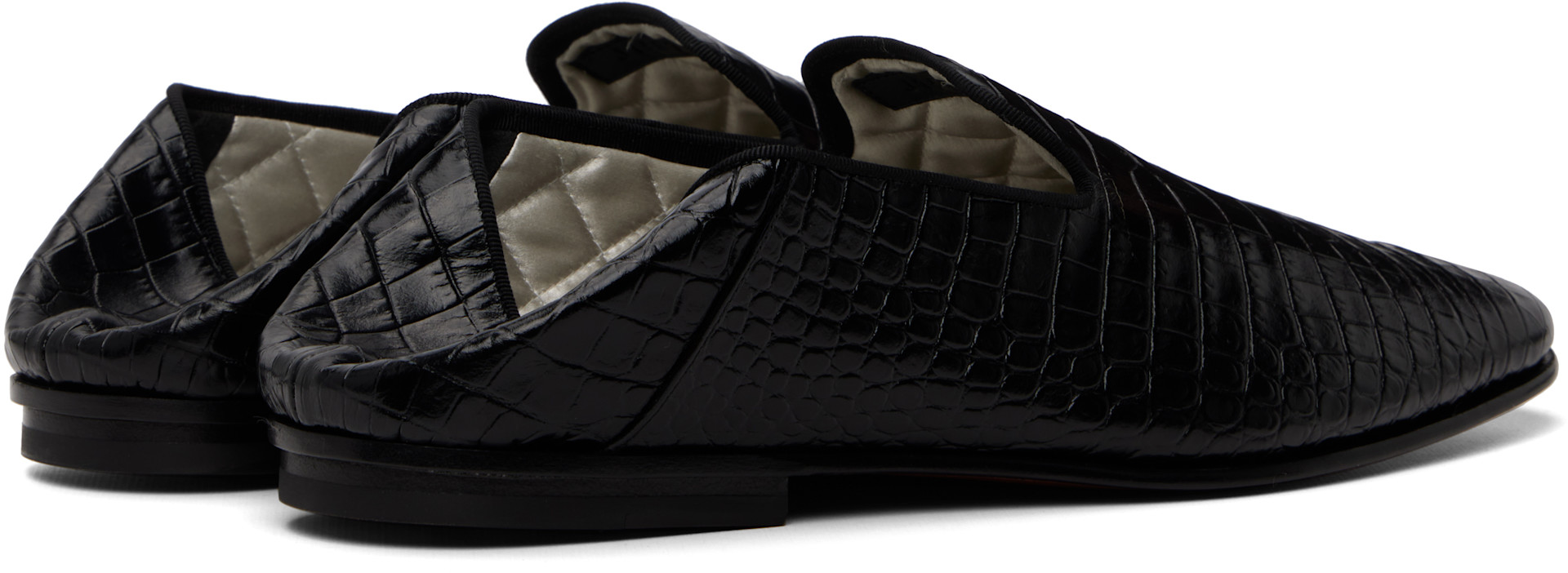 美品 TOM FORD 黒 リボン付き ローファー ブラックタイ TOM FORD: ブラック Printed Alligator Steven ローファー | SSENSE 日本