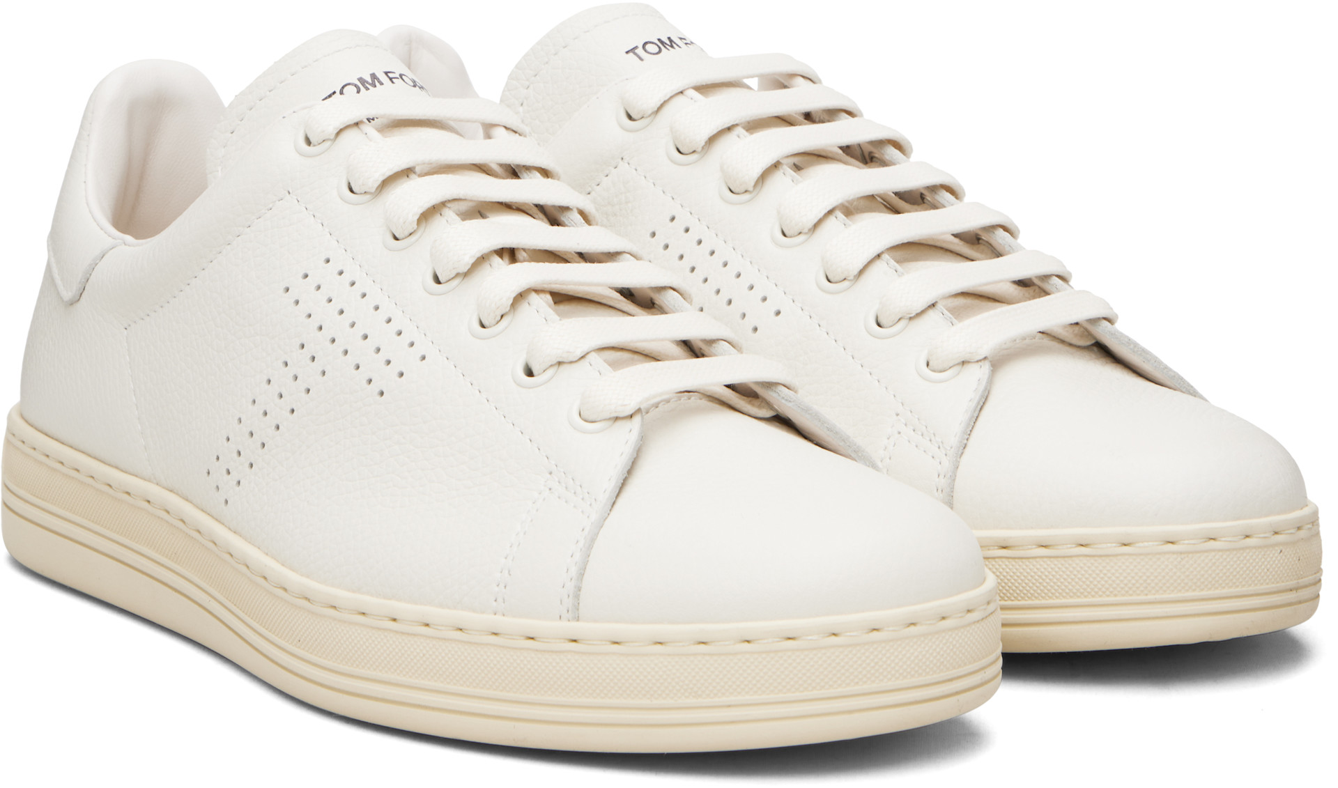 TOM FORD - Baskets Warwick blanches en cuir grainé