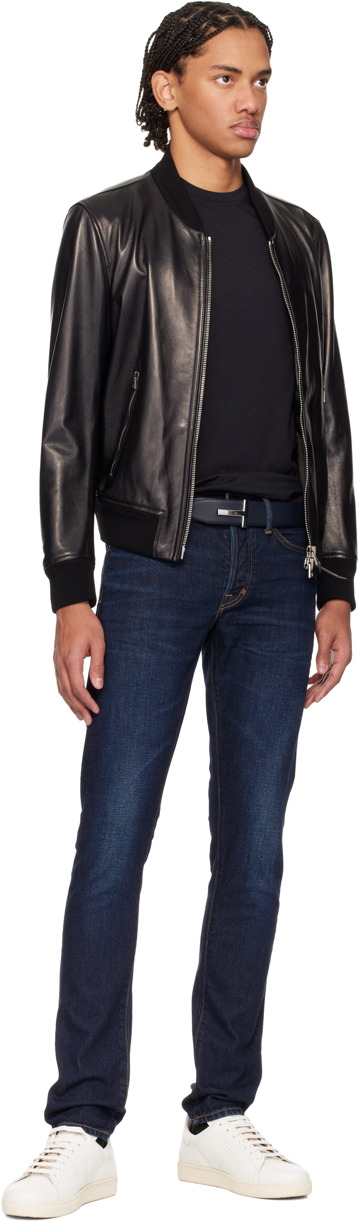 TOM FORD - Baskets Warwick blanches en cuir grainé