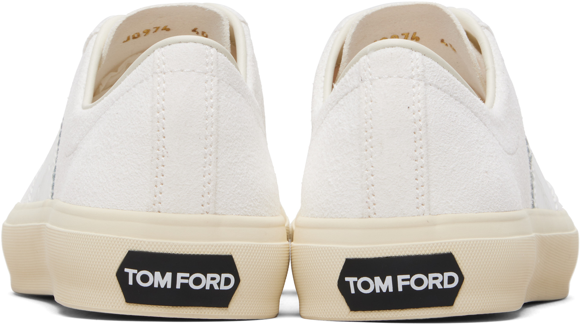 TOM FORD: White Suede & Printed Alligator Cambridge Sneakers | SSENSE