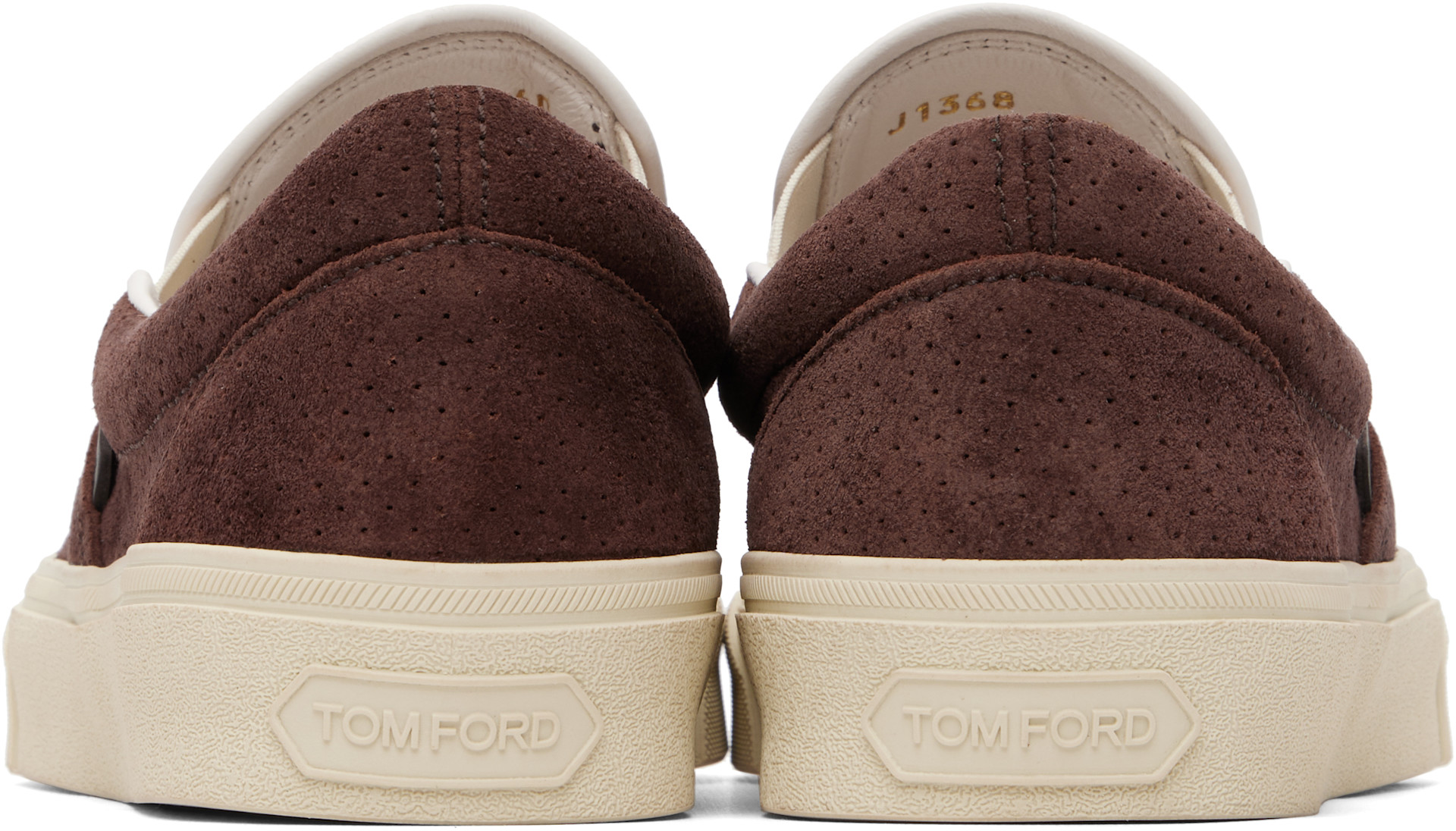 TOM FORD: ブラウン パーフォレーション スエード スリッポン