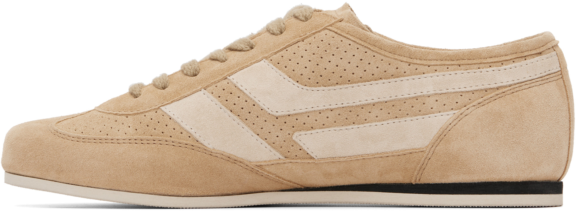 TOM FORD - Baskets Brook beiges en suède à perforations