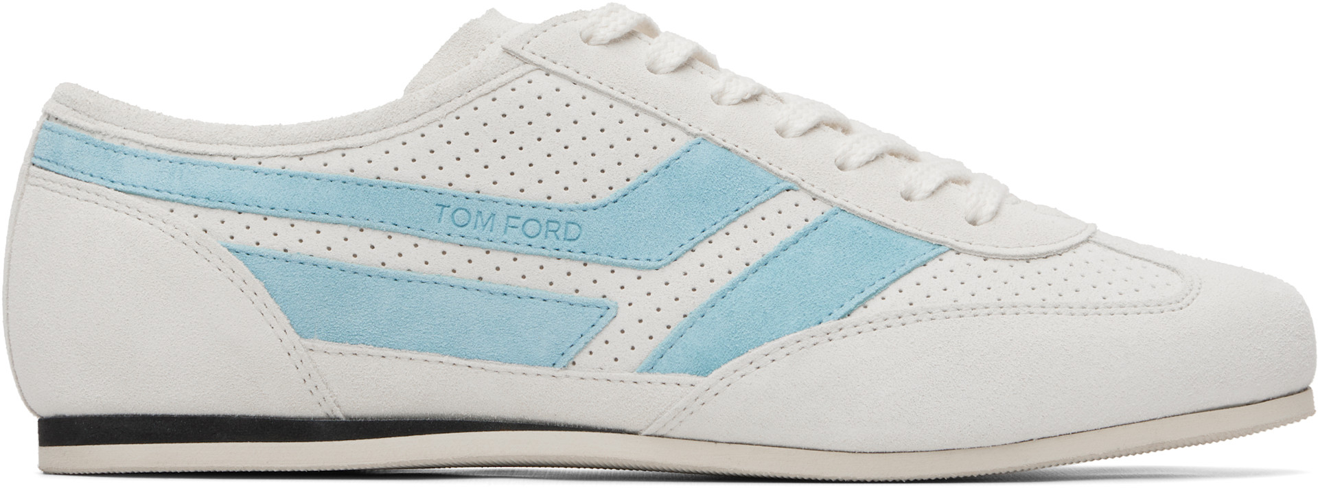 TOM FORD - Baskets Brook blanc cassé en suède à perforations