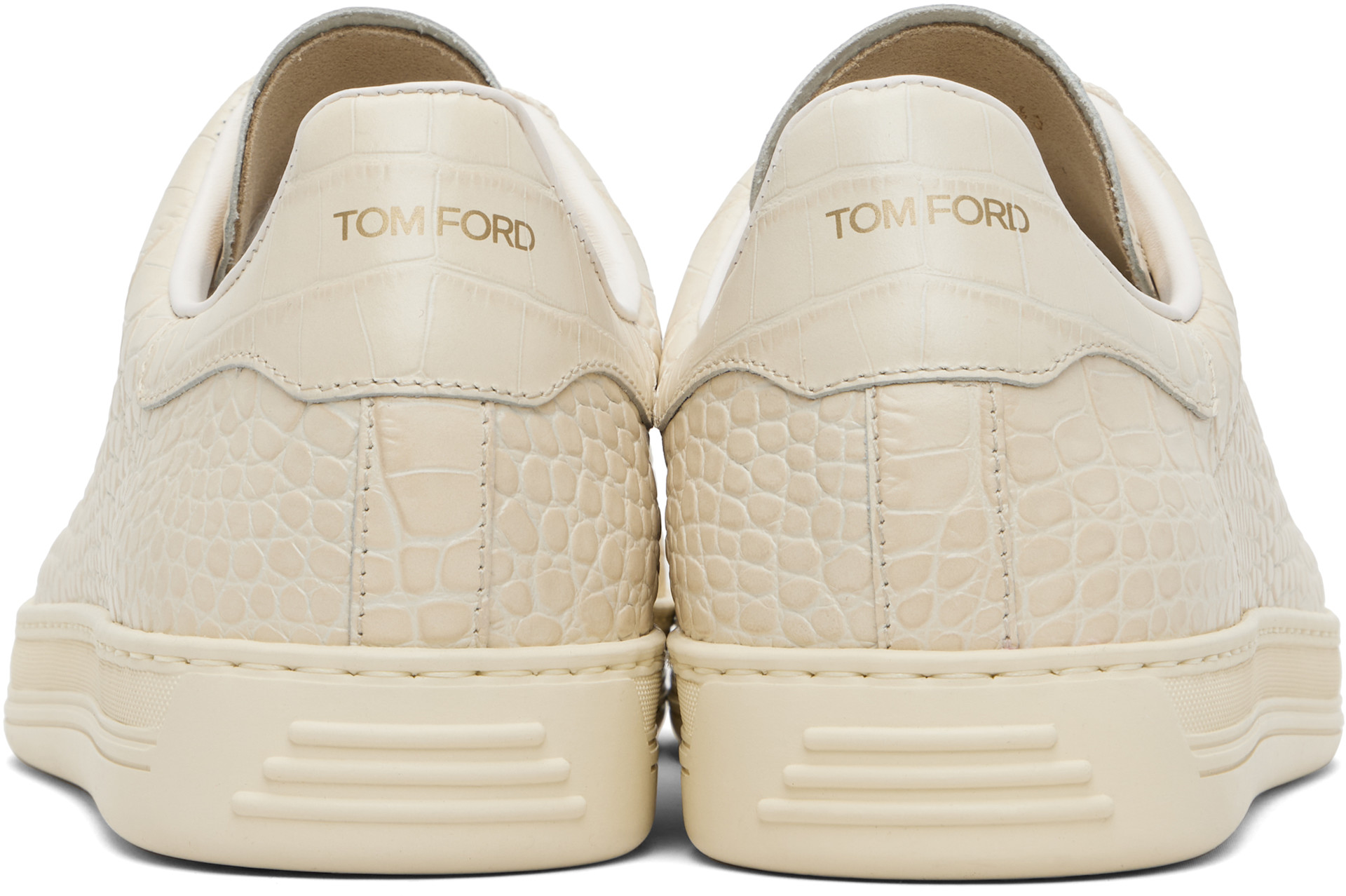 TOM FORD - 오프 화이트 프린트 엘리게이터 워릭 스니커즈