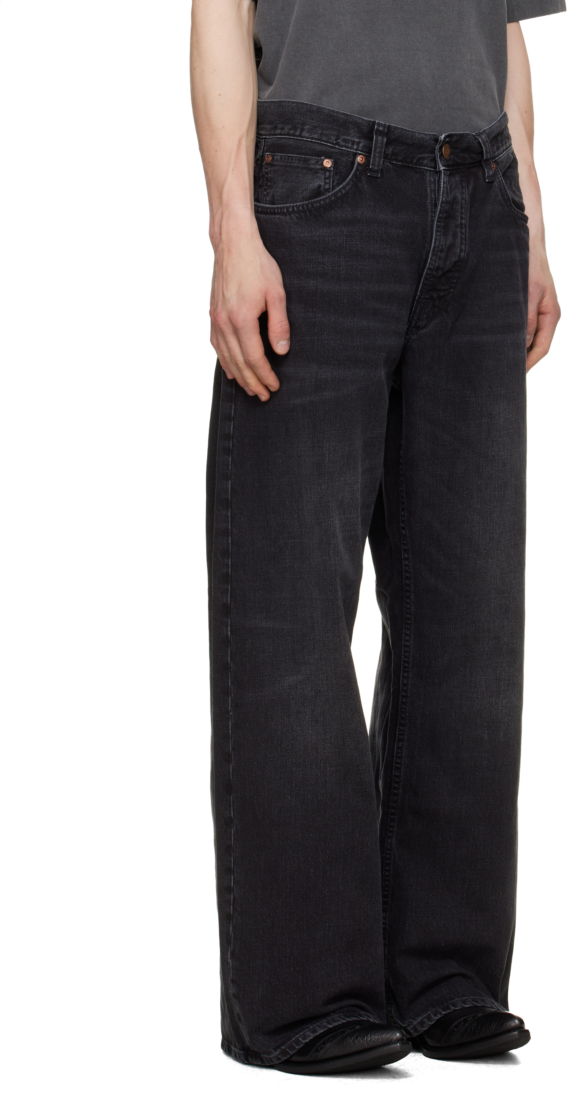Nudie Jeans: ブラック Loud Larry ジーンズ | SSENSE 日本