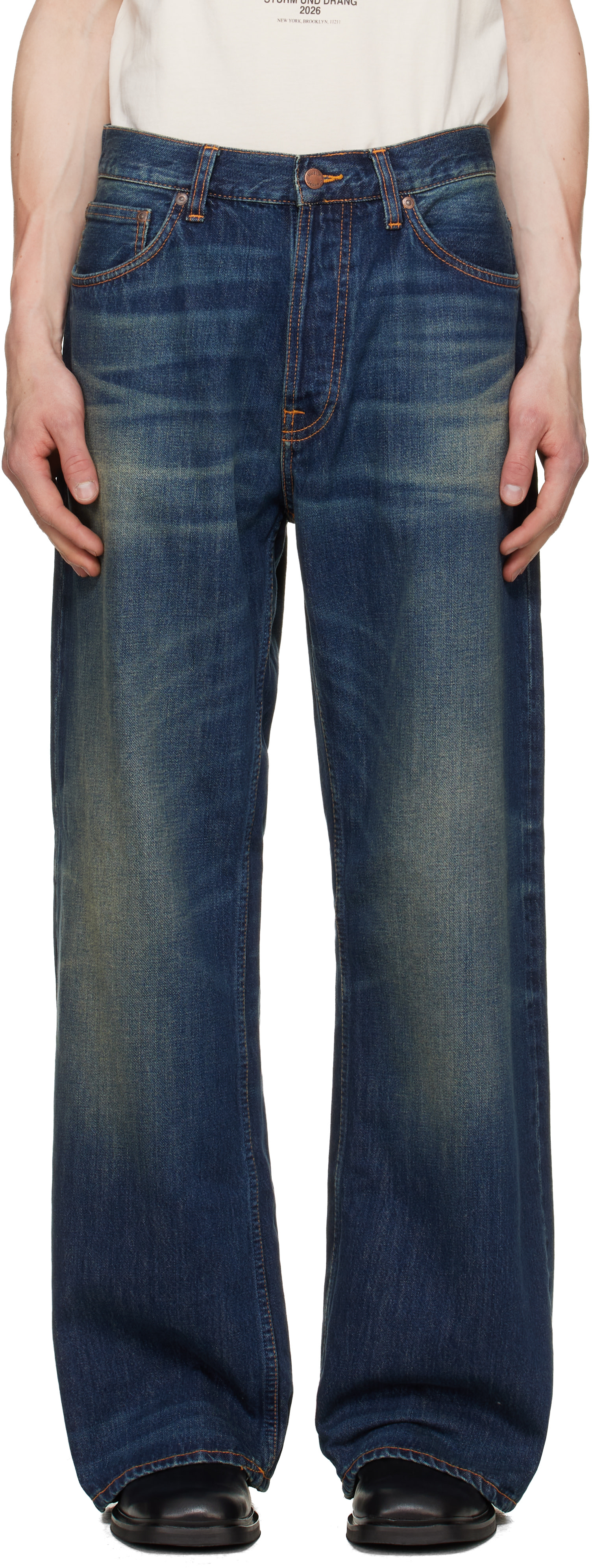 Nudie Jeans: Navy Loud Larry Jeans | SSENSE