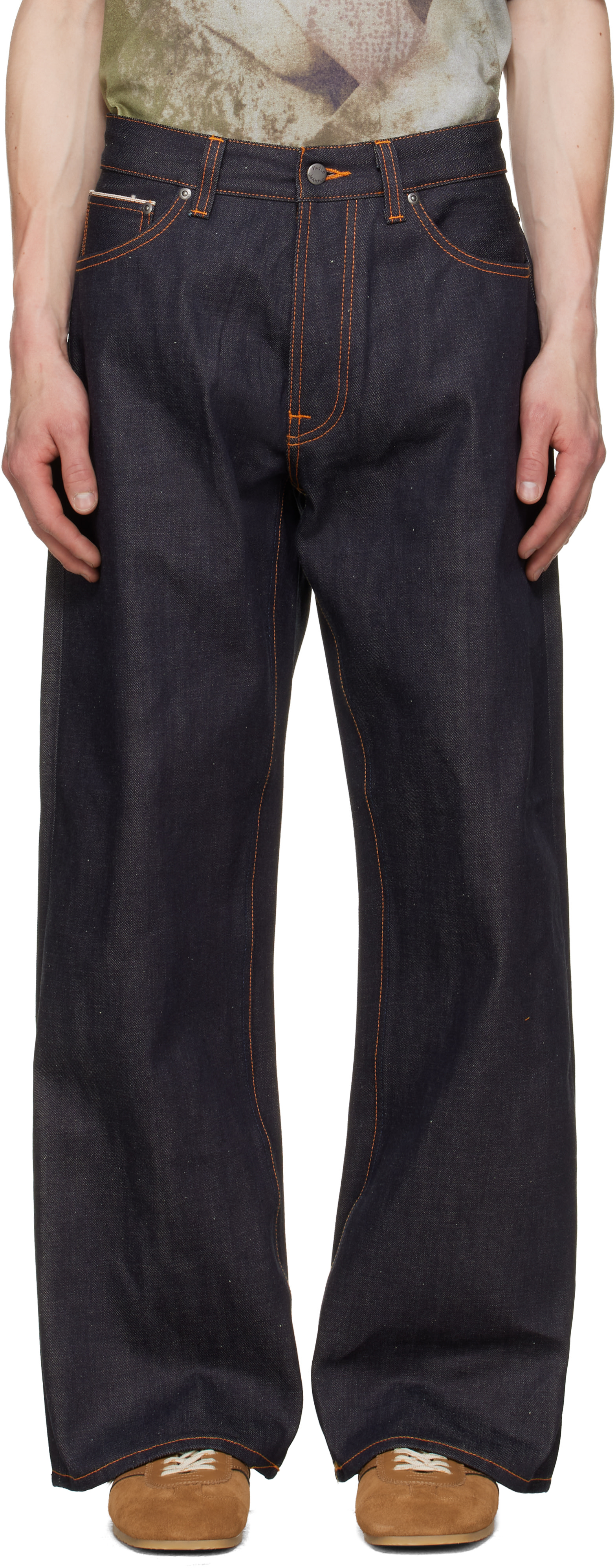 Nudie Jeans: Navy Loud Larry Jeans | SSENSE