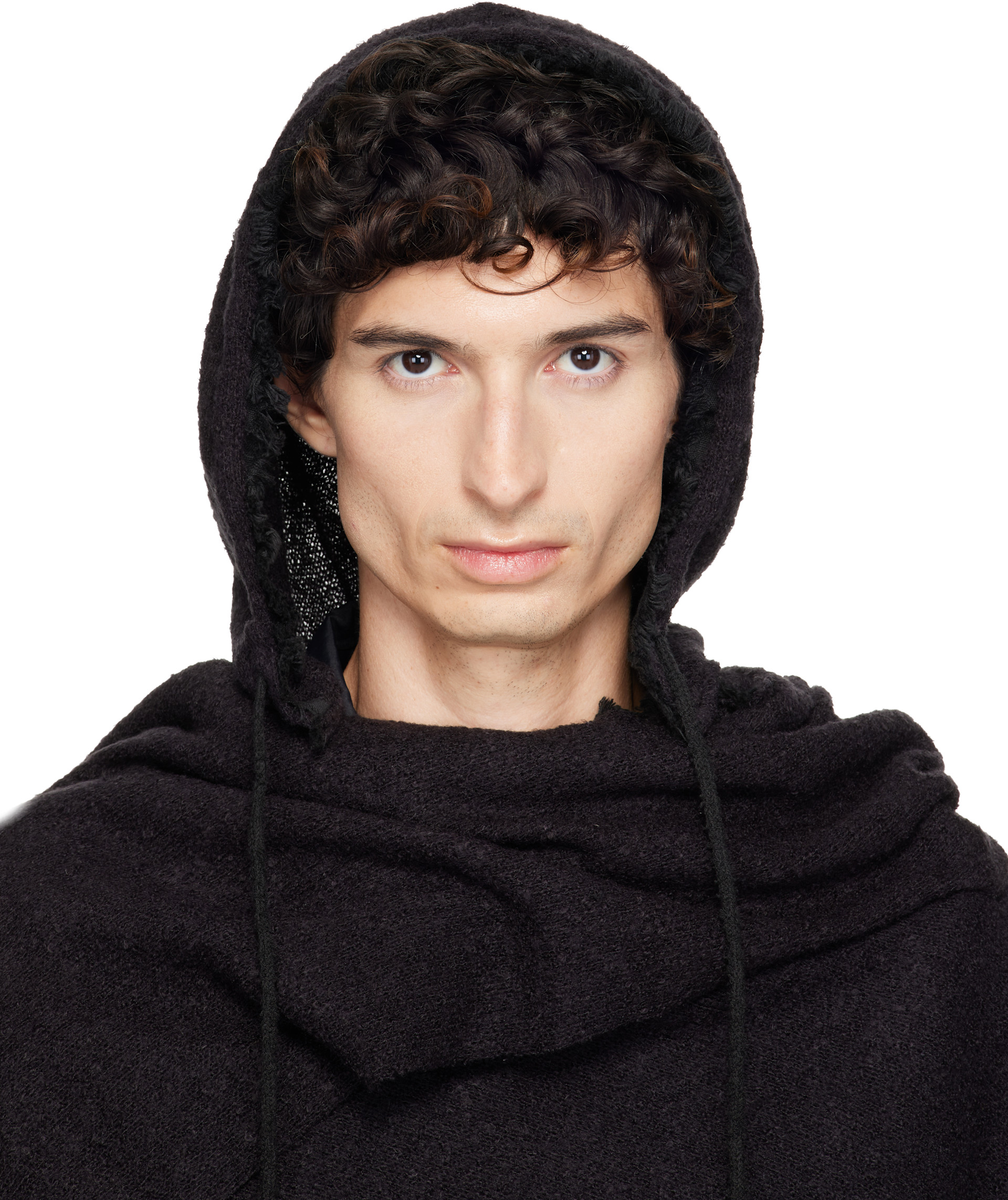 FFFPOSTALSERVICE: SSENSE Exclusive Black Hooded Zip Scarf | SSENSE