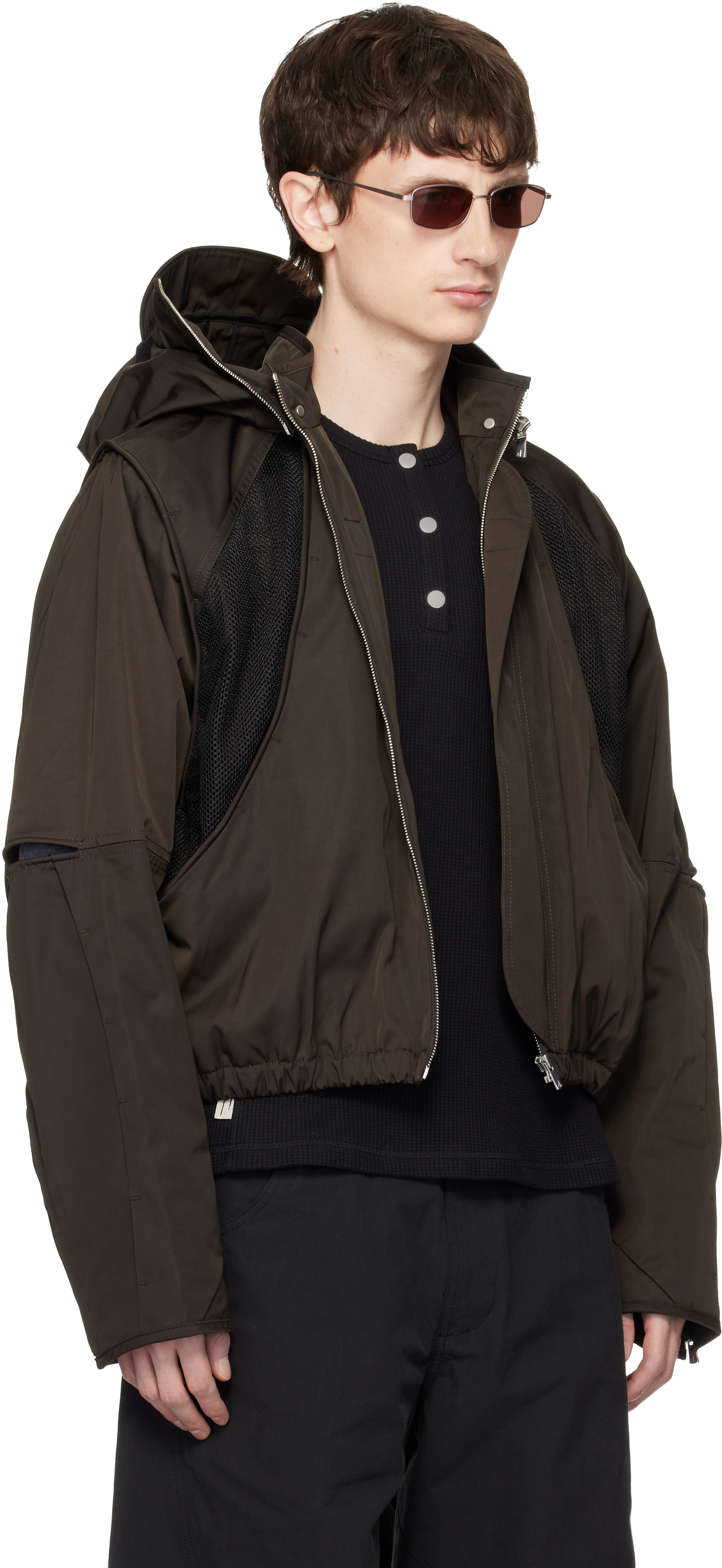 FFFPOSTALSERVICE: Brown Parachute Hooded Gen 2 Jacket | SSENSE