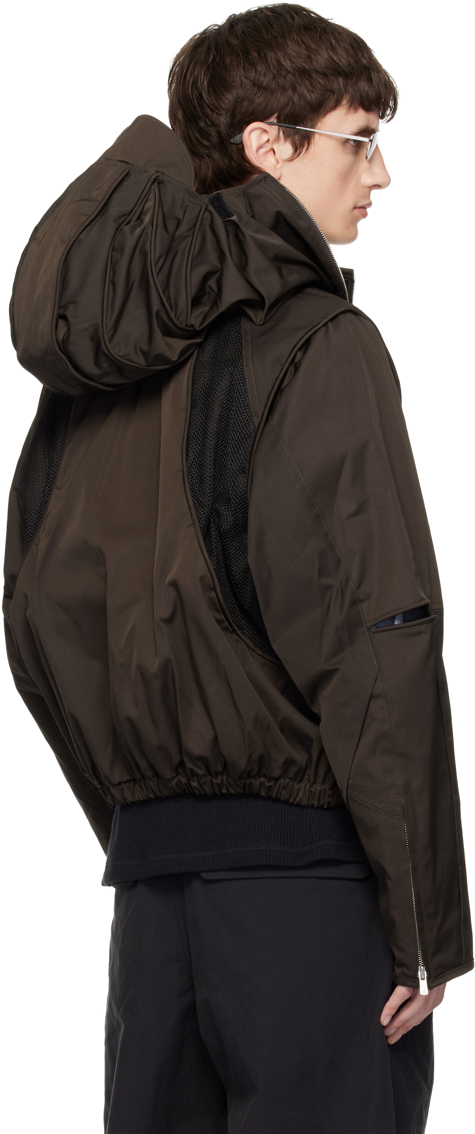 FFFPOSTALSERVICE: Brown Parachute Hooded Gen 2 Jacket | SSENSE