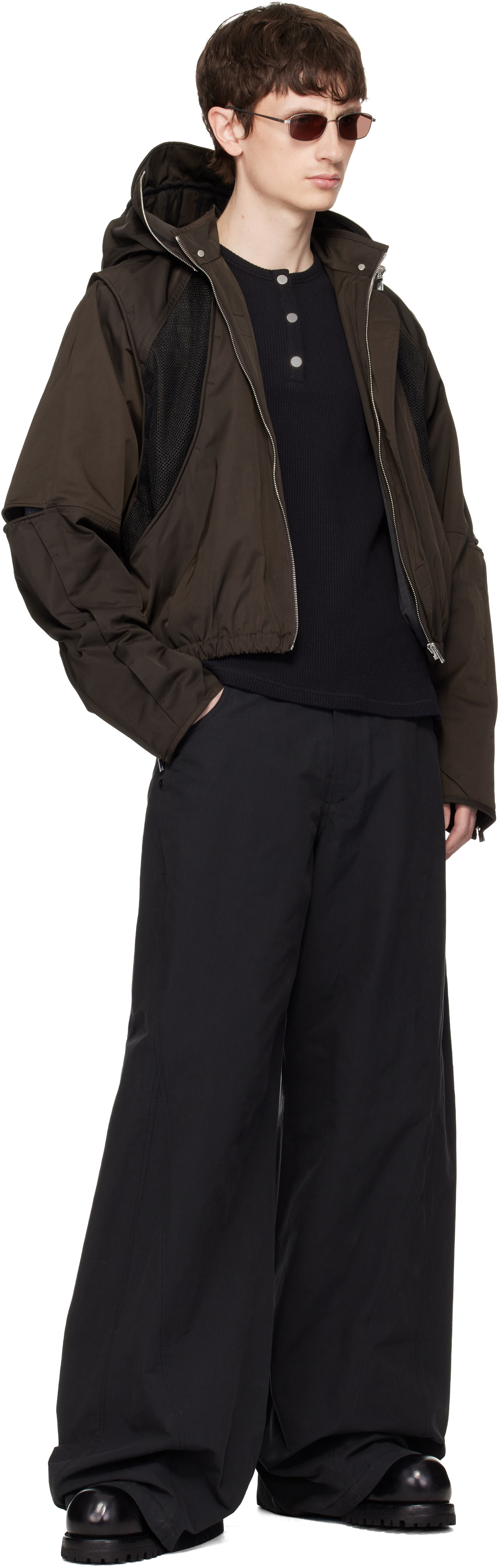 FFFPOSTALSERVICE: Brown Parachute Hooded Gen 2 Jacket | SSENSE