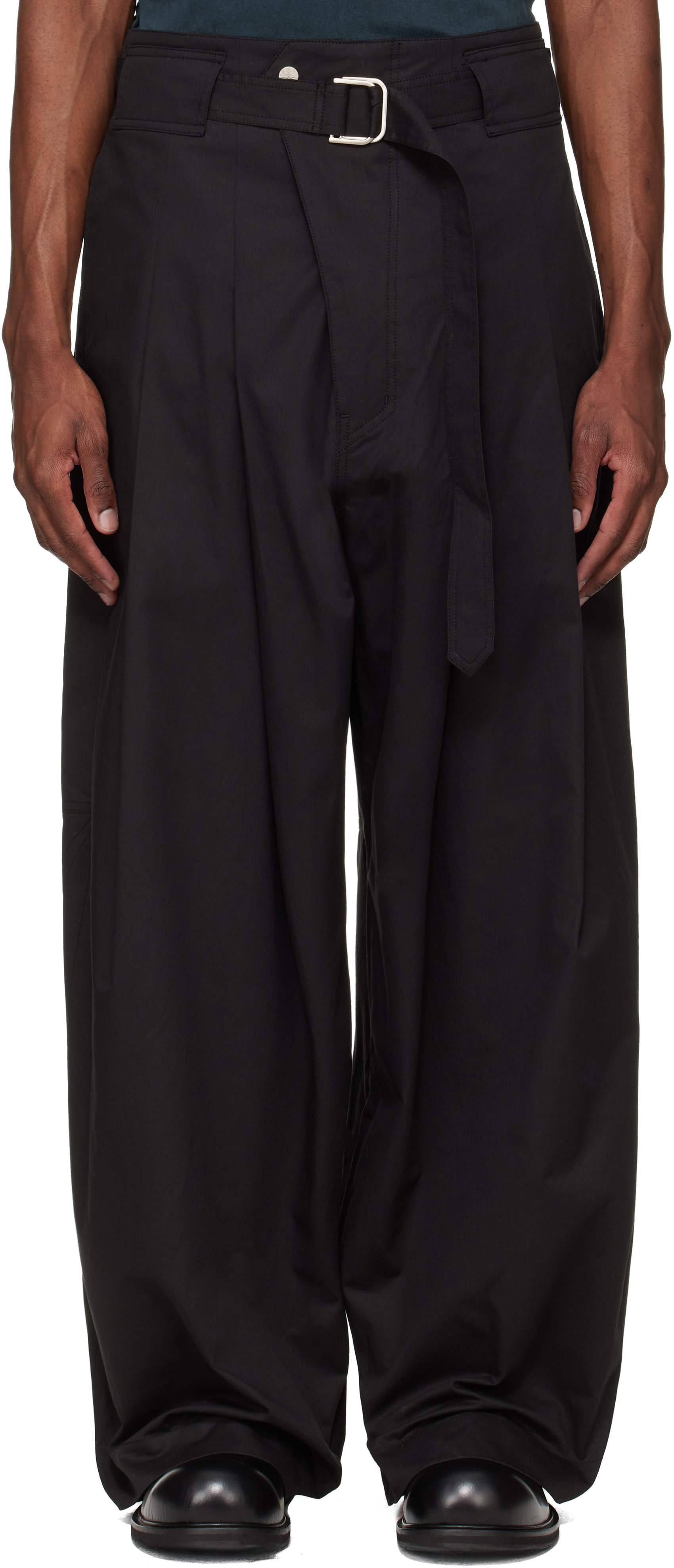 FFFPOSTALSERVICE - Pantalon ample noir à ceinture