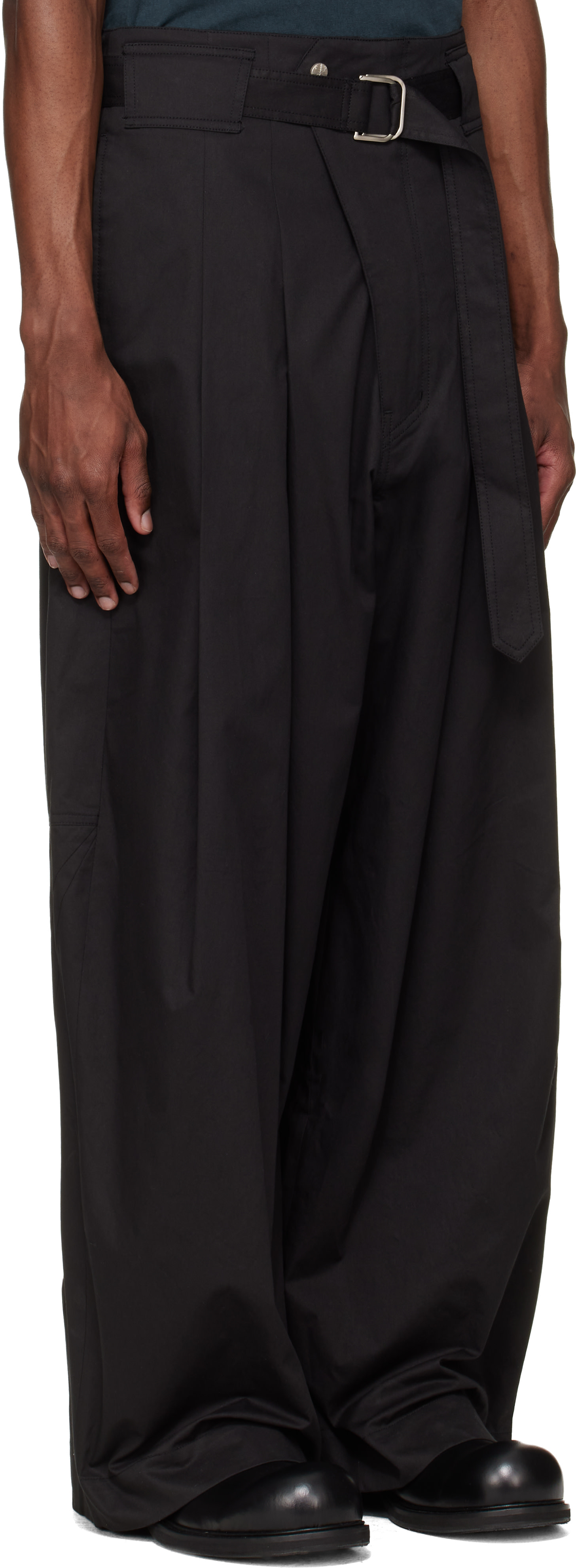 FFFPOSTALSERVICE - Pantalon ample noir à ceinture