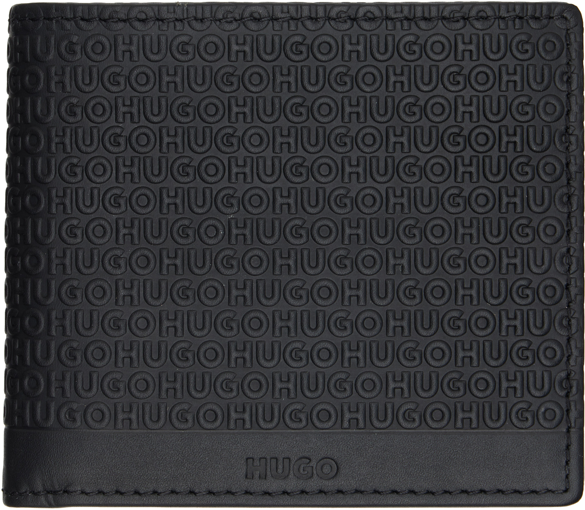 Hugo - Black Logo-Pattern Leather Wallet