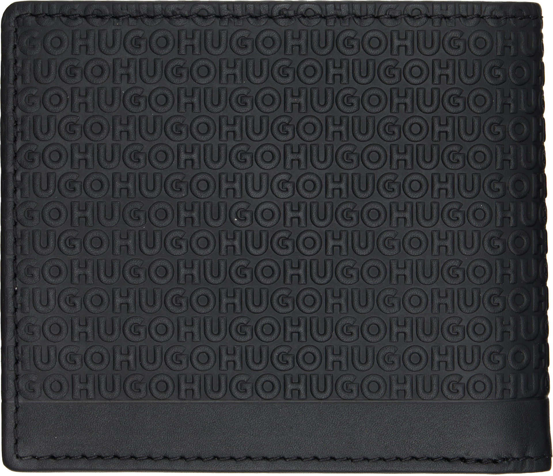 Hugo - Black Logo-Pattern Leather Wallet