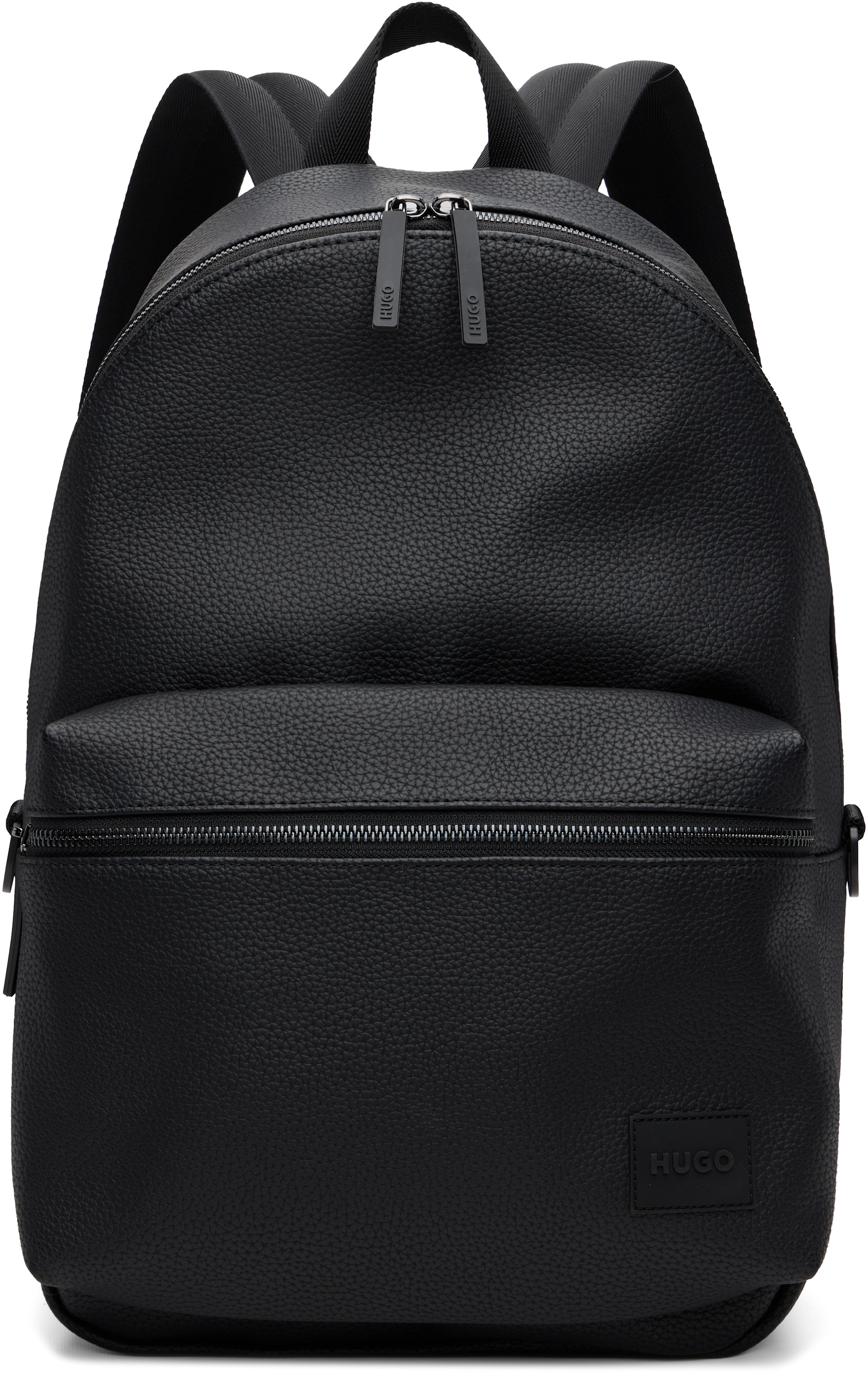 black faux leather backpack australia Hugo: Black Zipped Faux-Leather Backpack