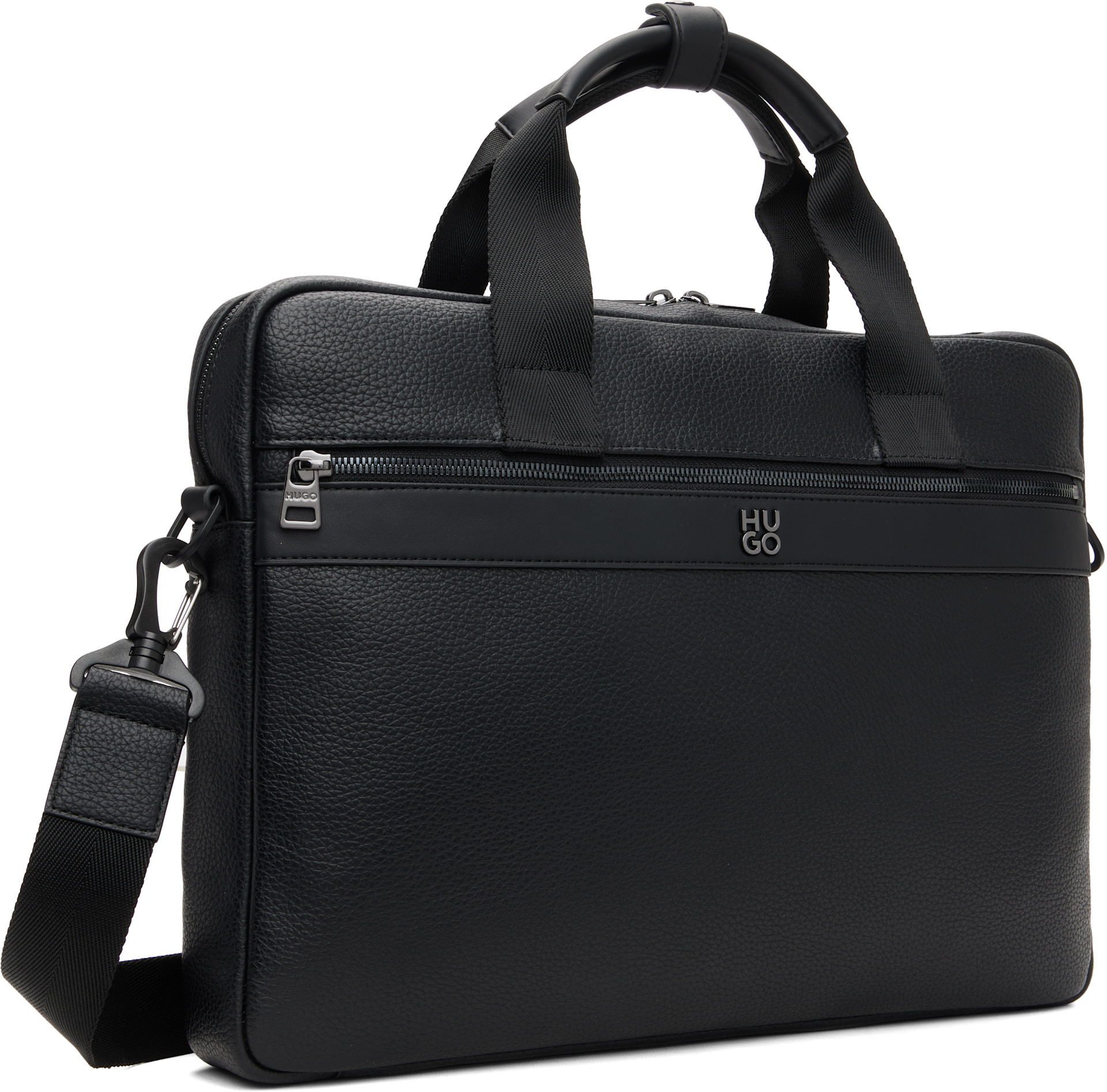Hugo - Black Stacked Logo Document Briefcase