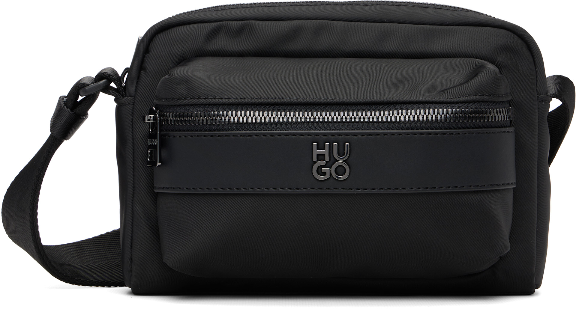 Hugo - Black Stacked Logo Twill Crossbody Bag