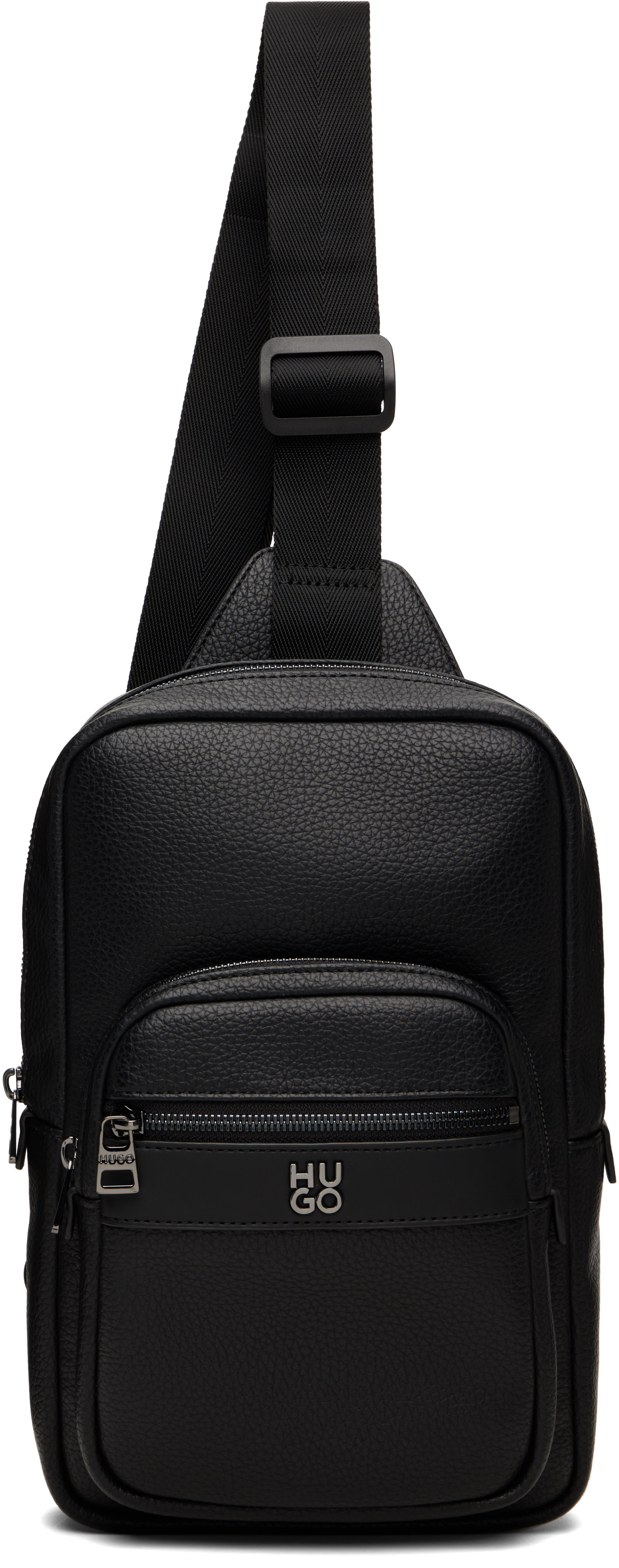 Hugo - Black Stacked-Logo Mono Strap Bag