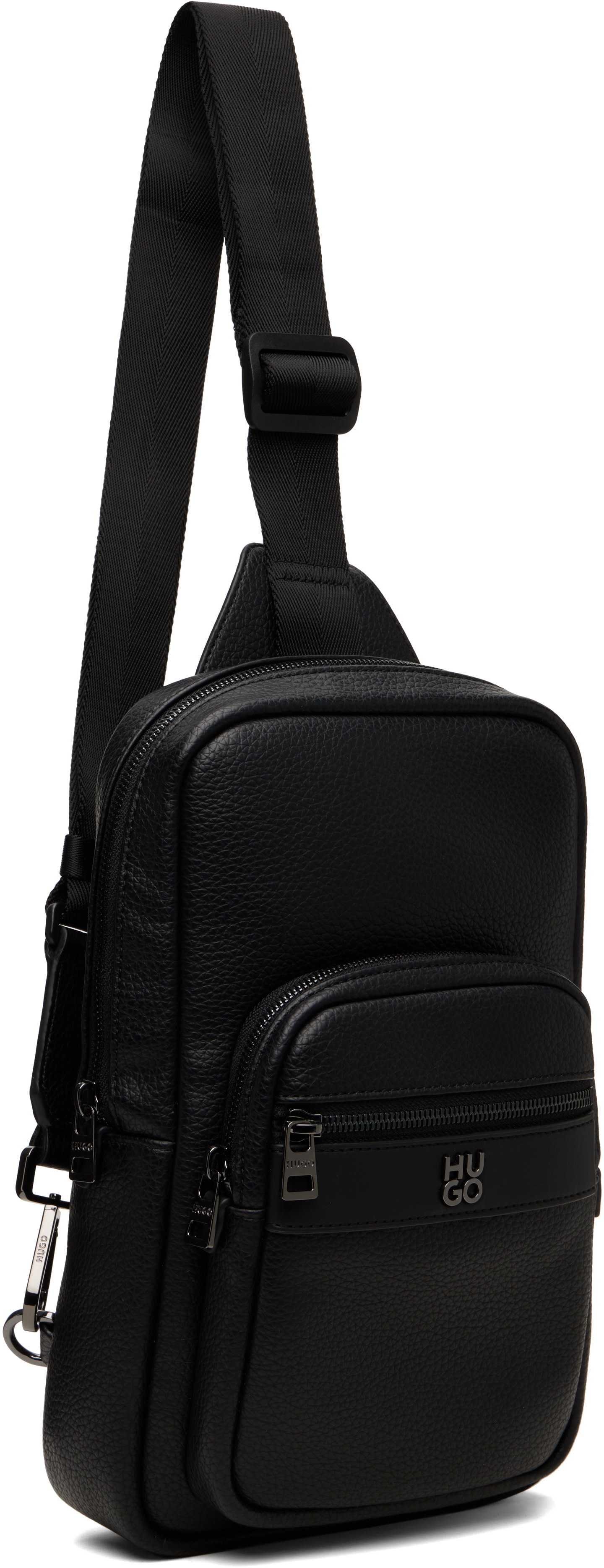 Hugo - Black Stacked-Logo Mono Strap Bag