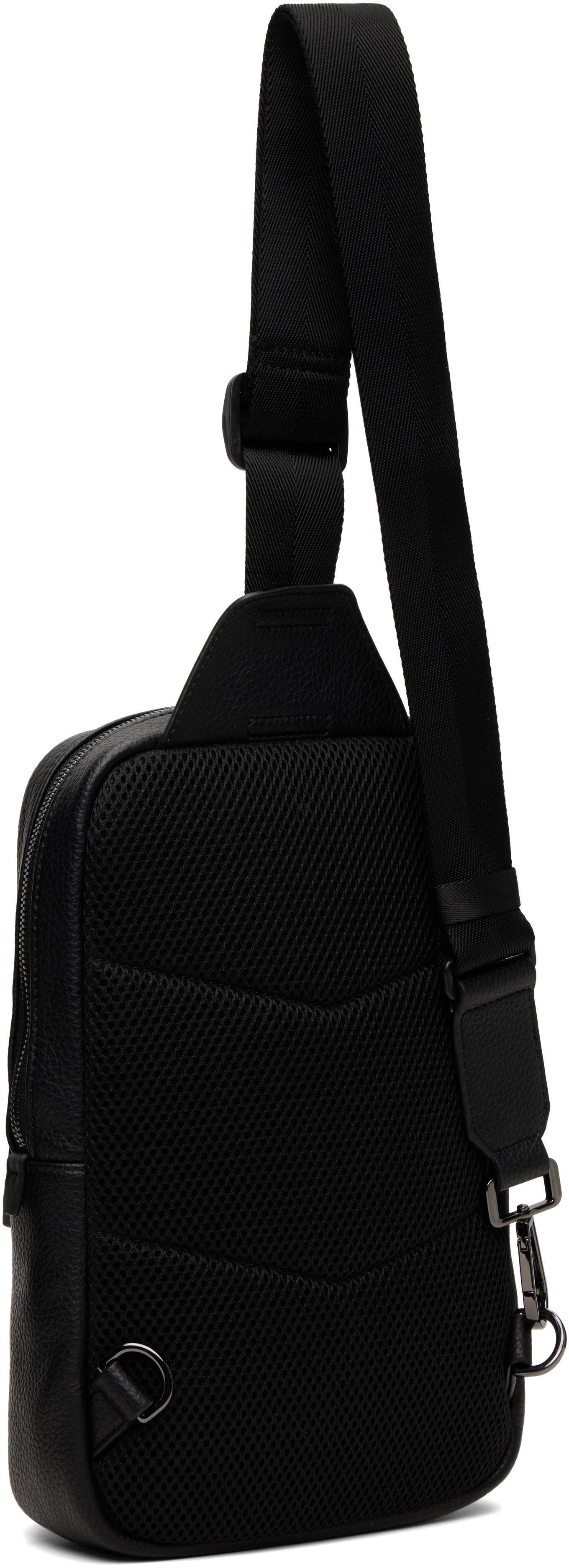 Hugo - Black Stacked-Logo Mono Strap Bag