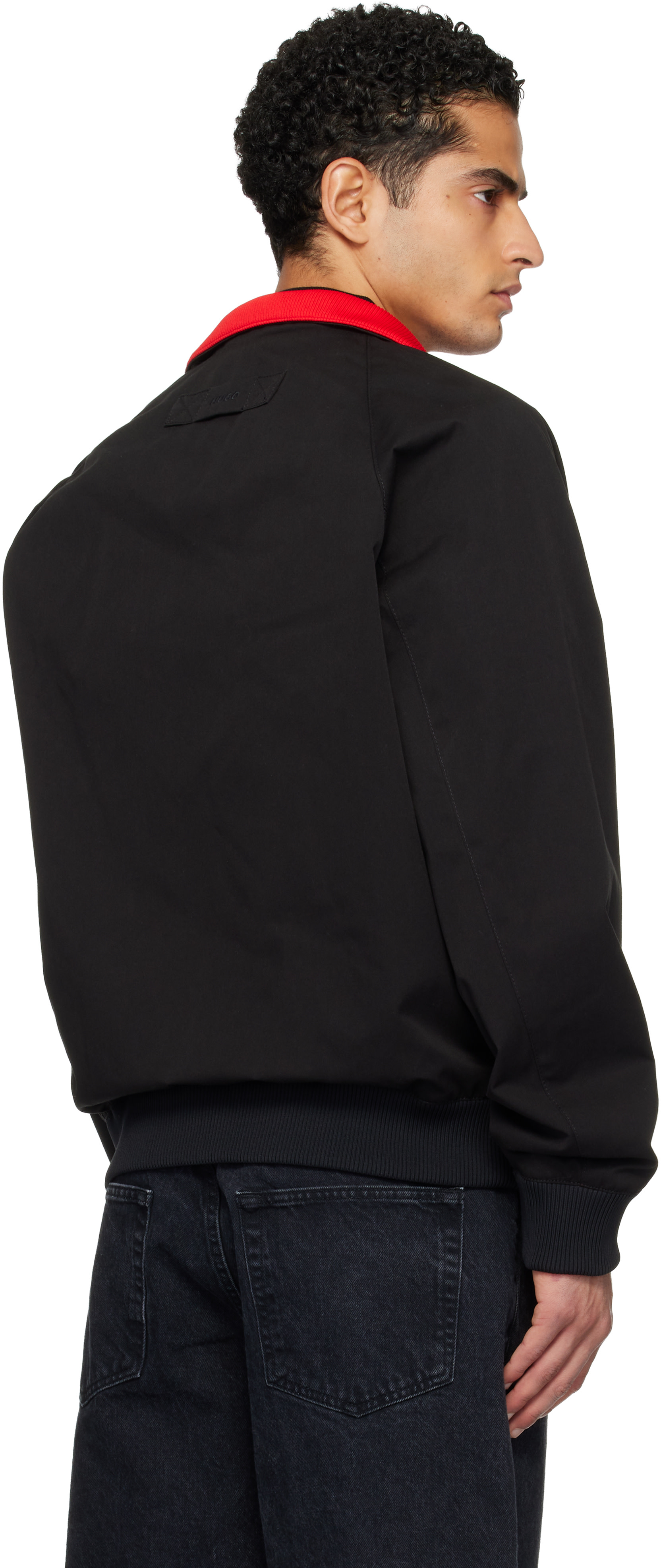 Hugo - Black Twill Buttoned Stand Collar Bomber Jacket