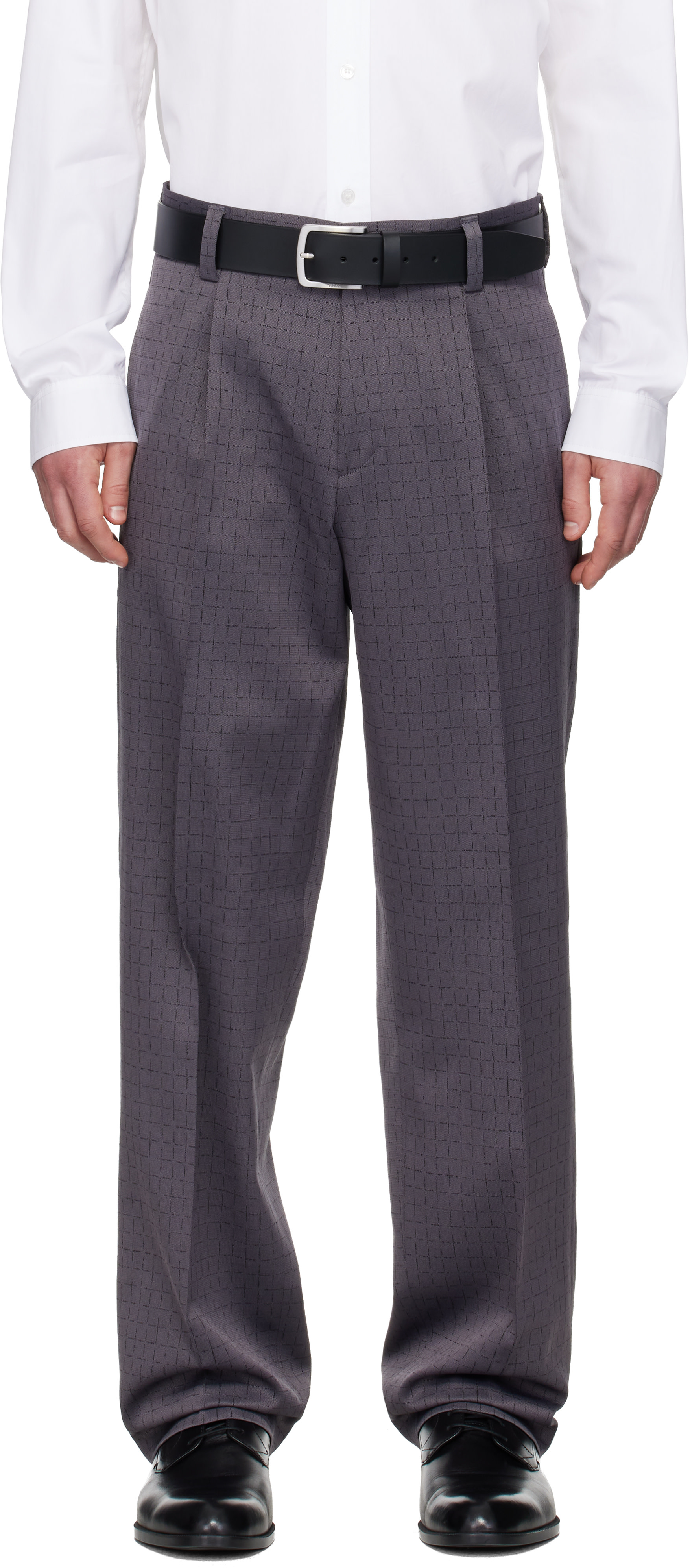 Hugo - Gray Checked Modern-Fit Trousers