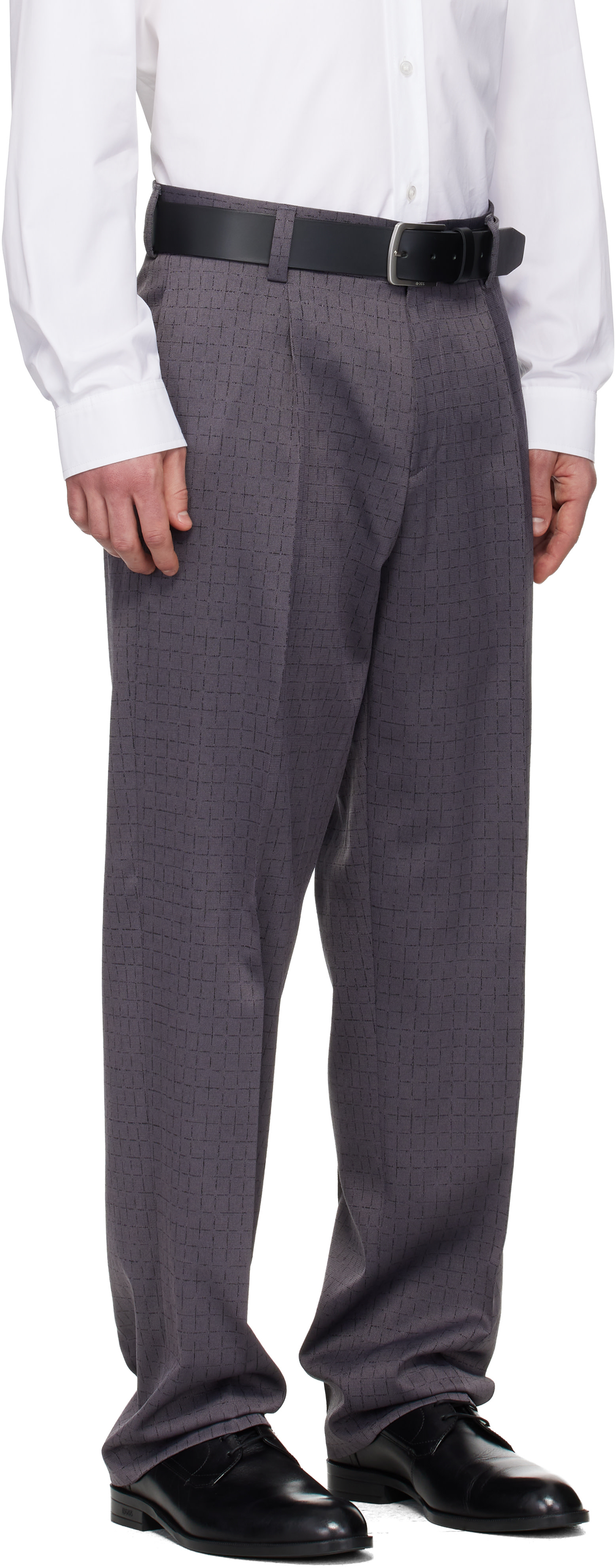 Hugo - Gray Checked Modern-Fit Trousers