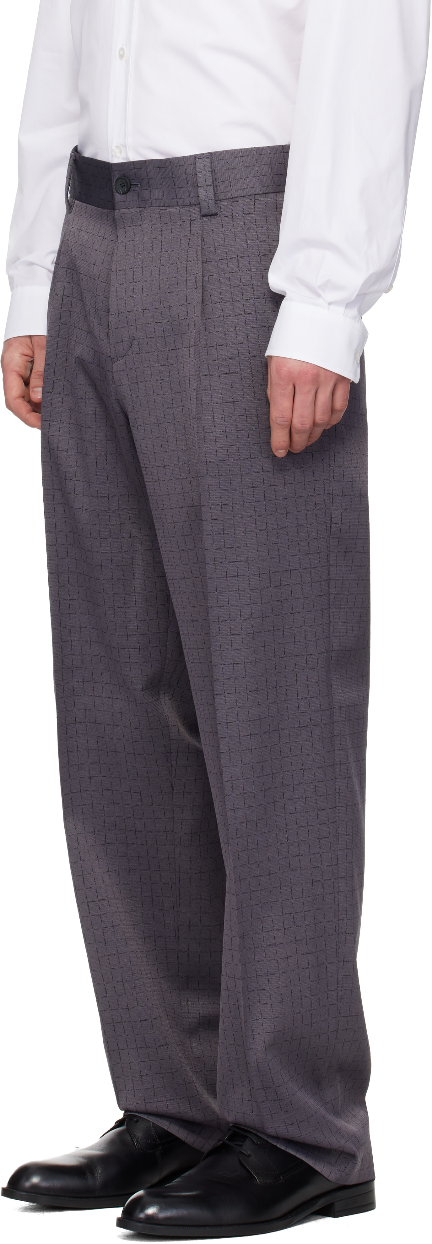 Hugo - Gray Checked Modern-Fit Trousers