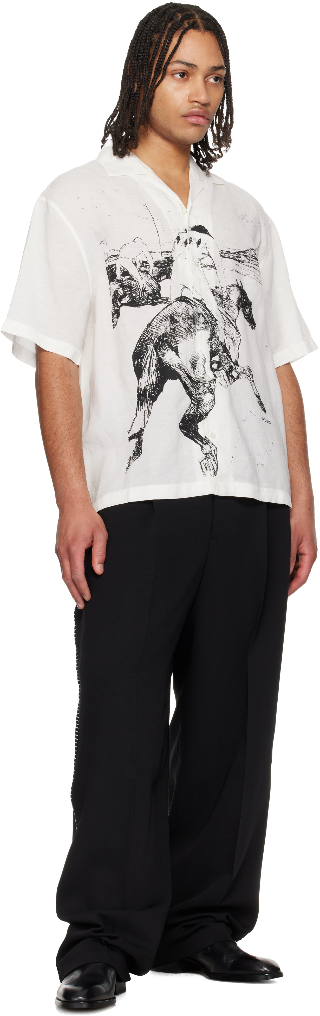 Hugo - Chemise blanc cassé à image imprimée
