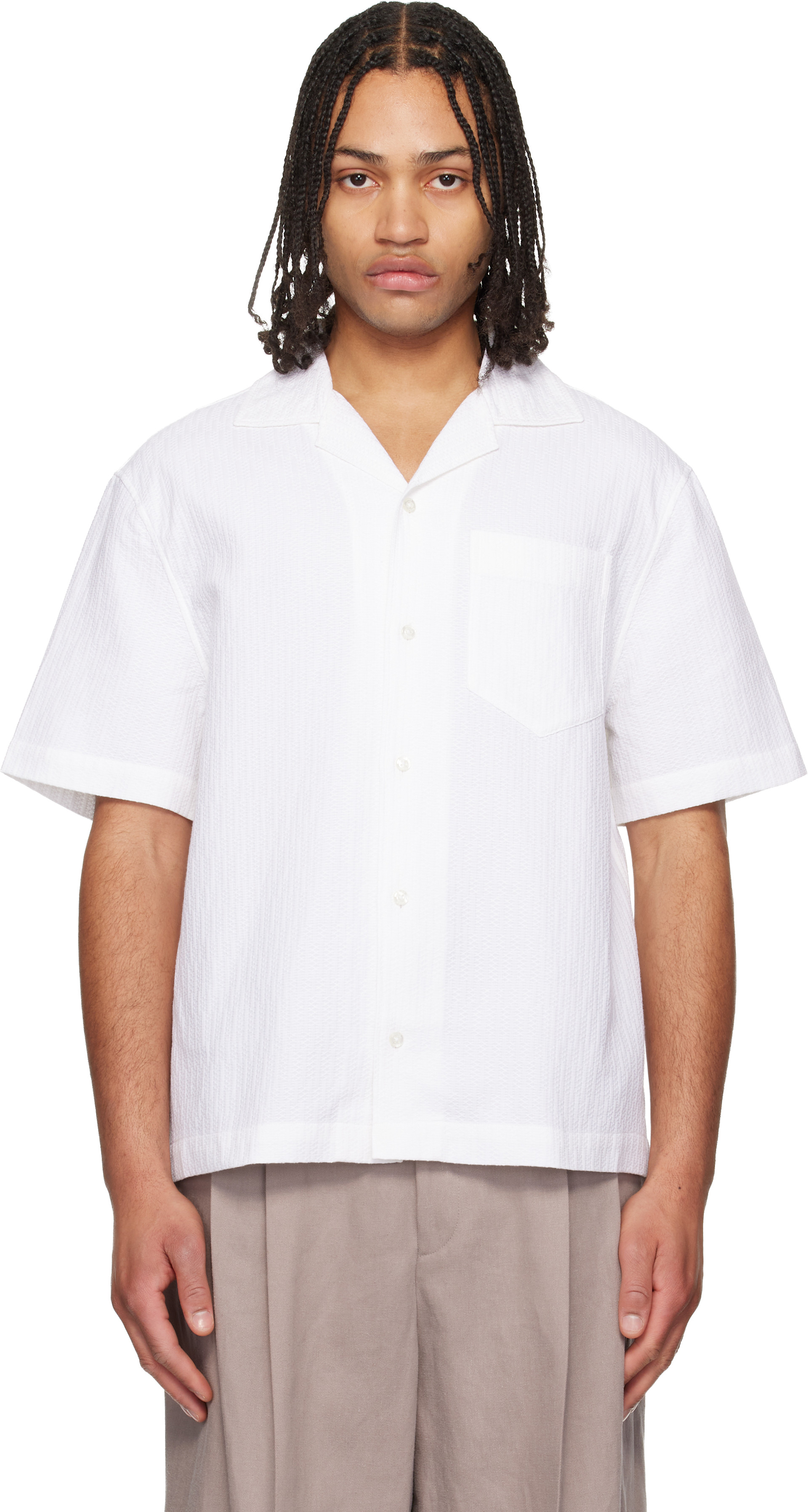 Hugo - White Oversized-Fit Structured Cotton Shirt