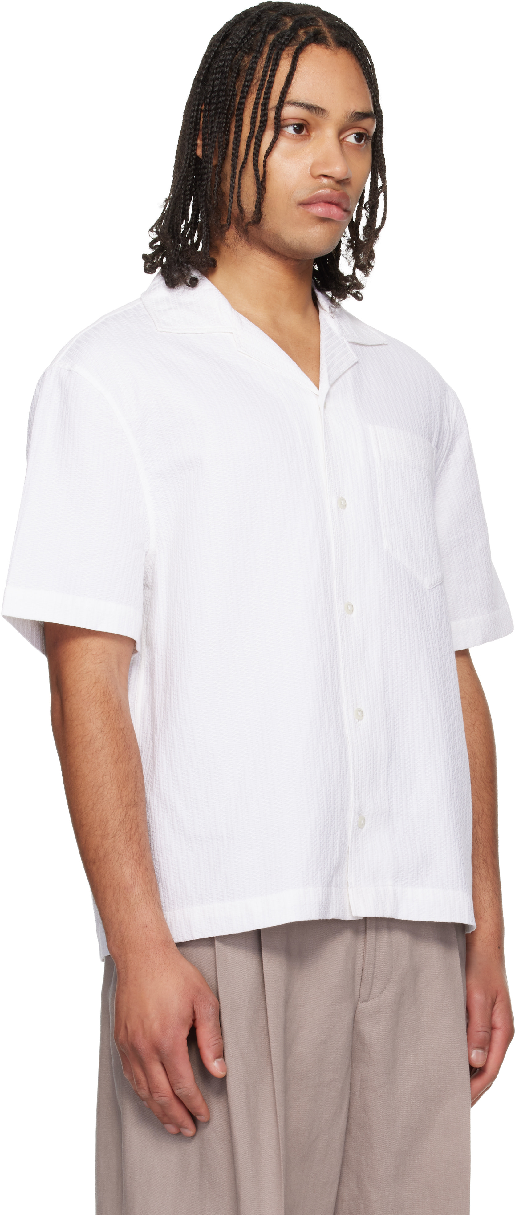 Hugo - White Oversized-Fit Structured Cotton Shirt