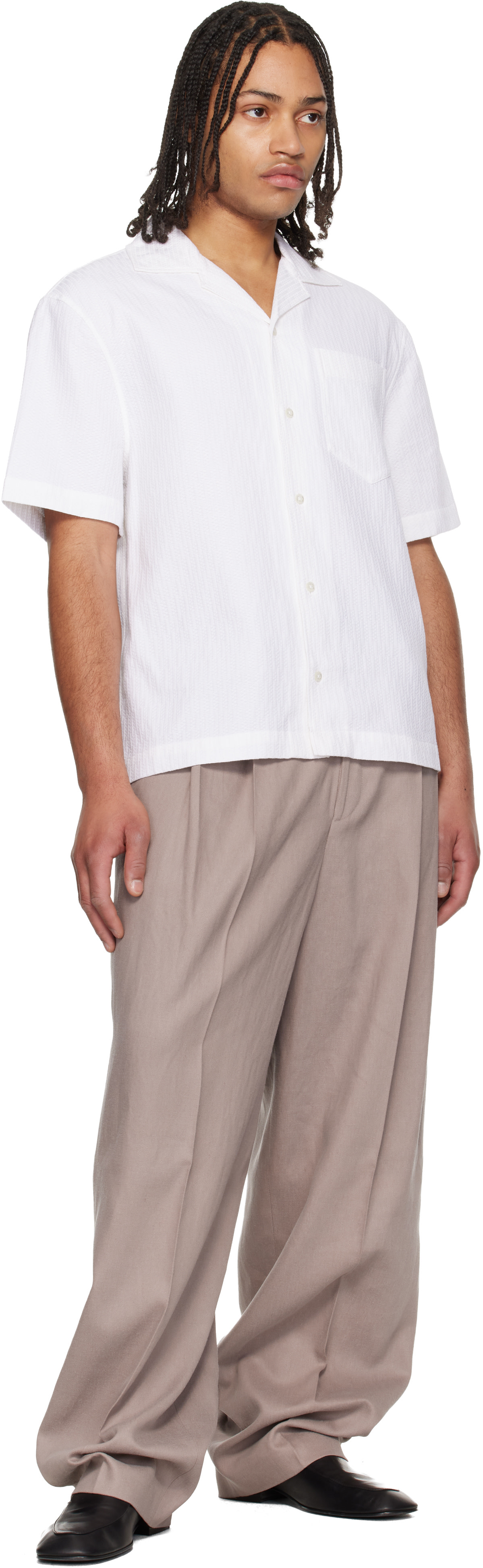 Hugo - White Oversized-Fit Structured Cotton Shirt