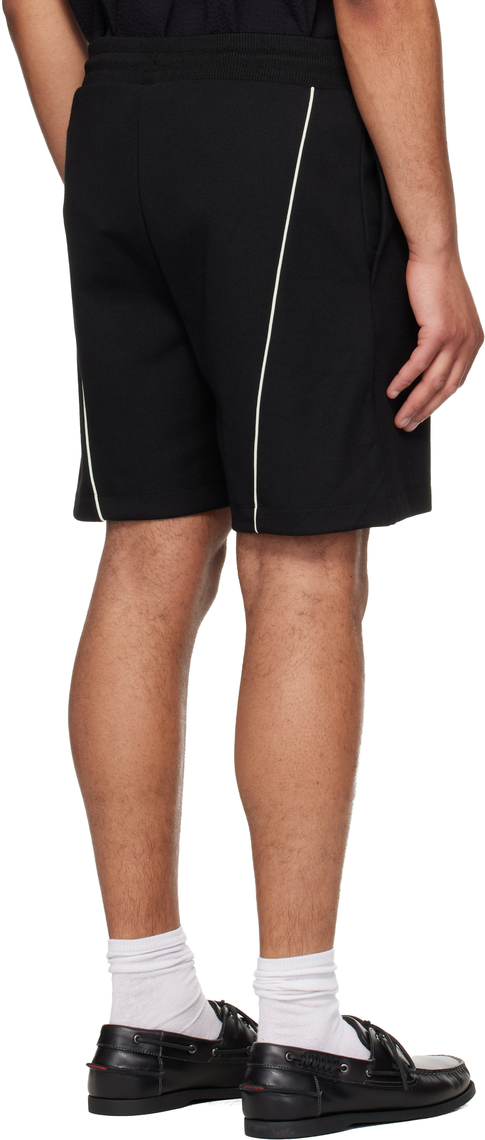 Hugo - Black Embroidered Artwork Cotton-Blend Shorts