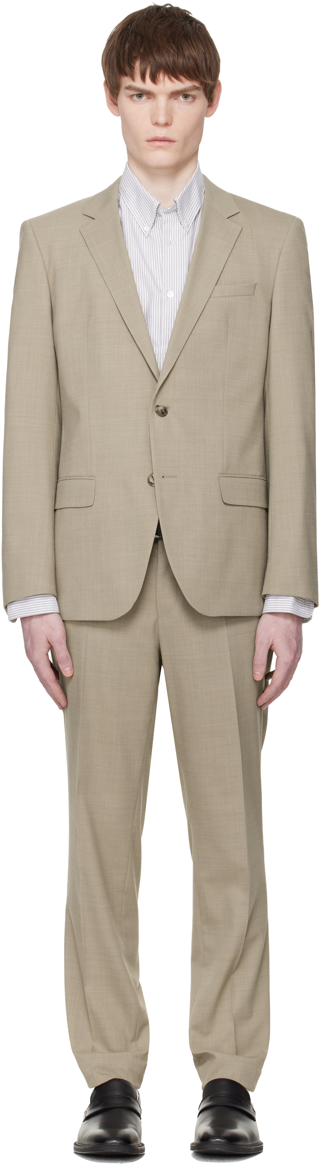 Hugo - Beige Two-Piece Slim-Fit Stretch Cloth Suit