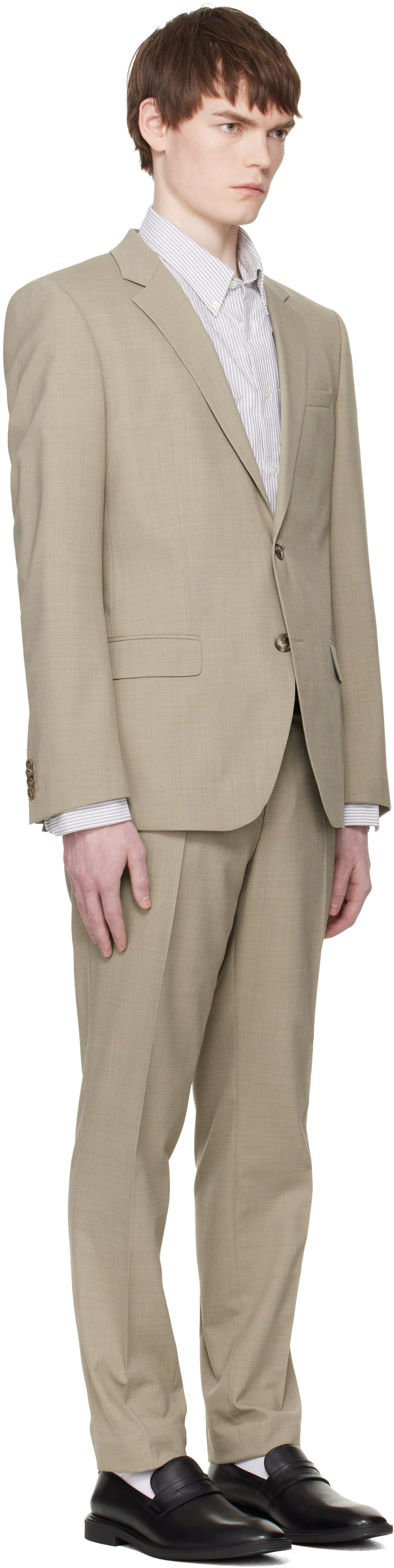 Hugo - Beige Two-Piece Slim-Fit Stretch Cloth Suit